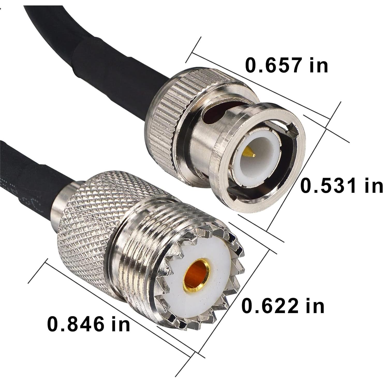 Cable coaxial BNC macho a UHF hembra 2 metros RG58