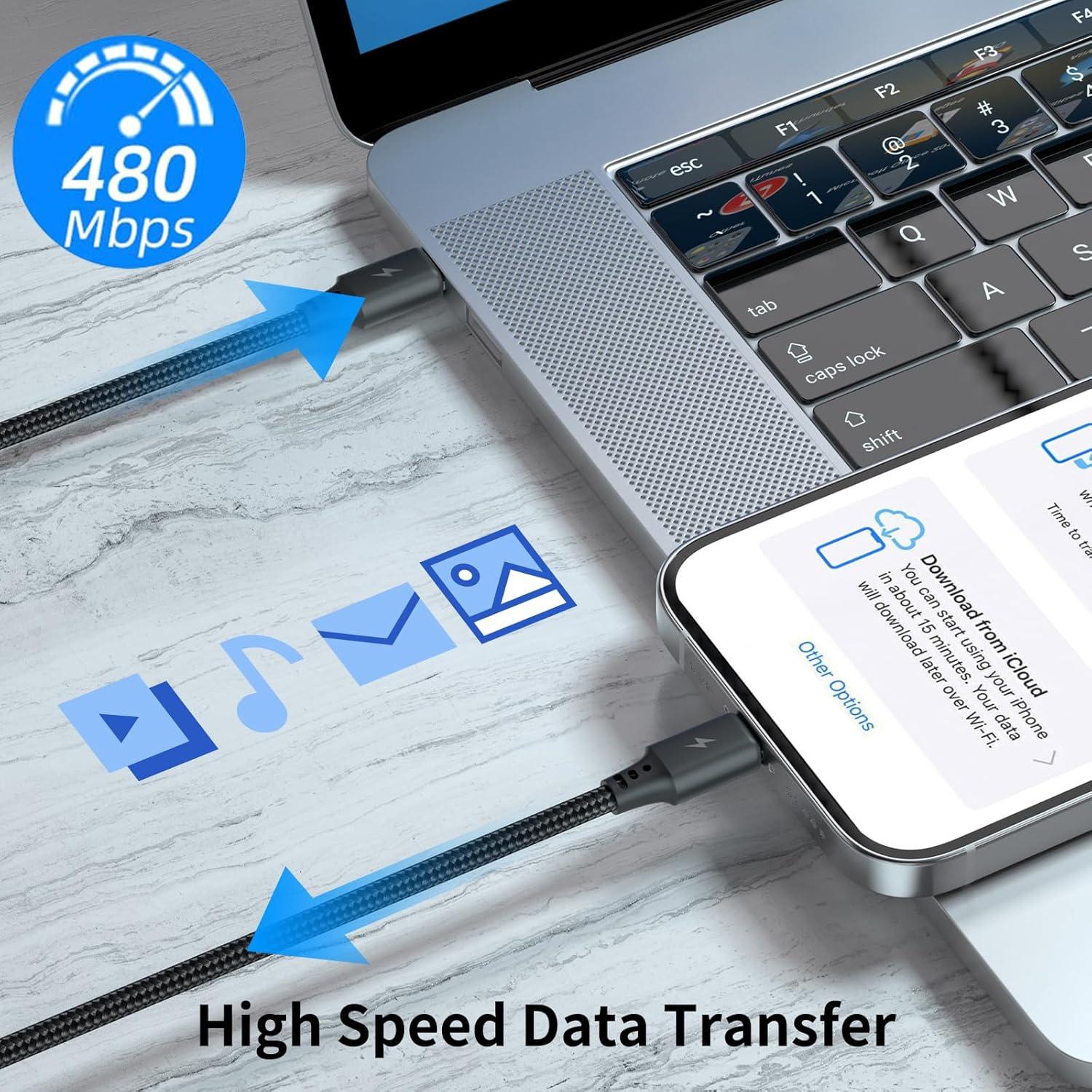 Cable USB C a Lightning 0.5m Cenepor 3Pack Carga Rápida