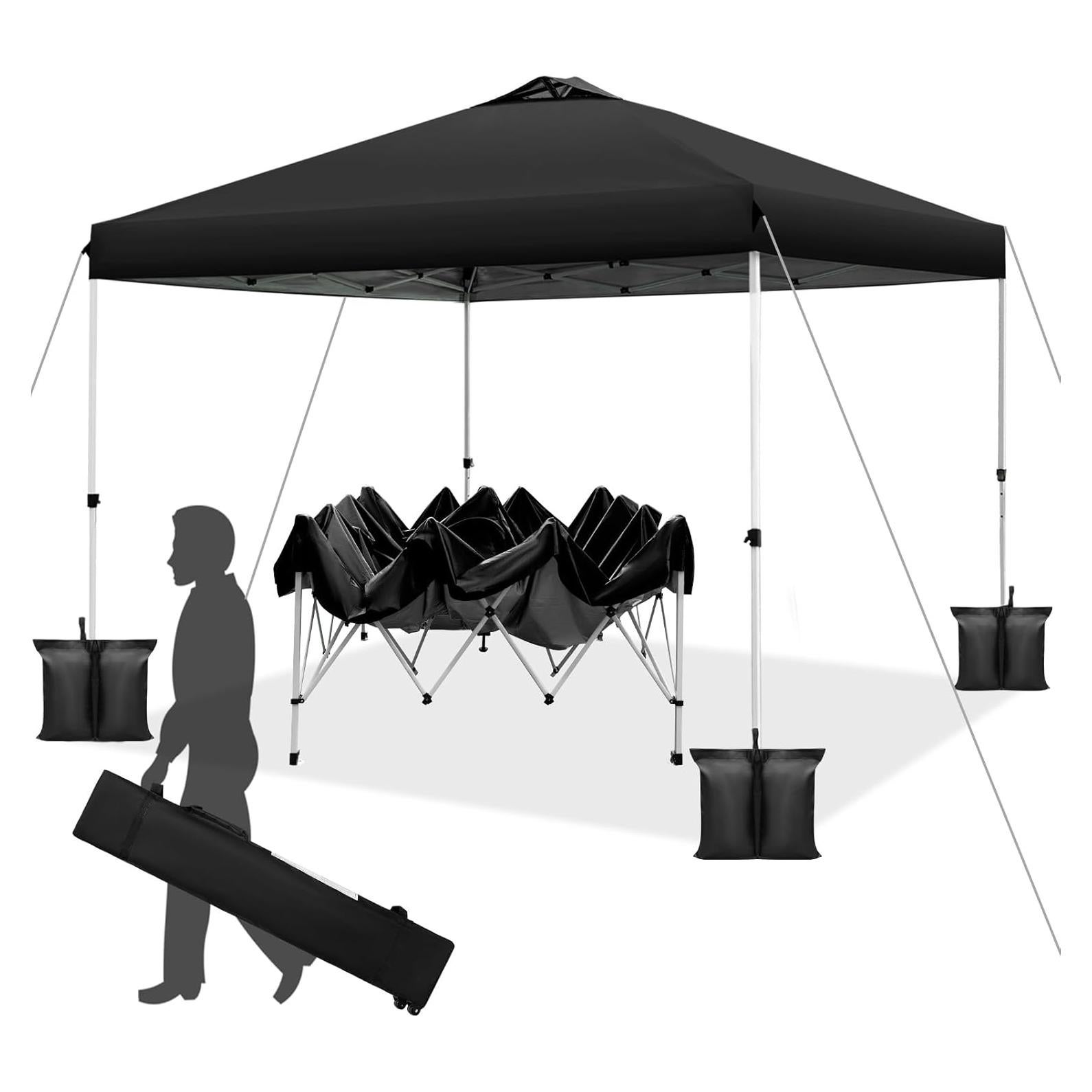 Carpa Plegable WEIZE 3.05x3.05m Ajustable Impermeable Negra