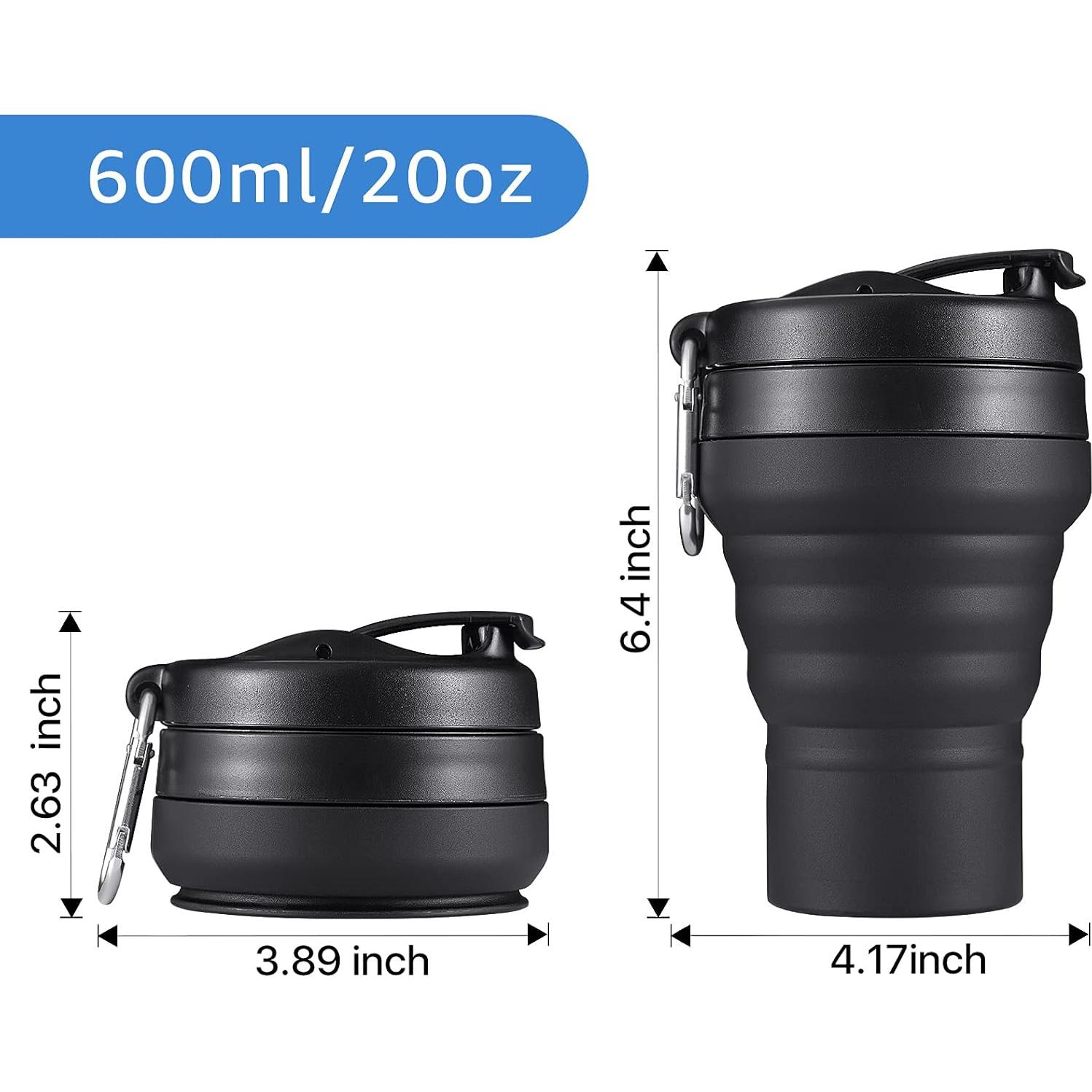 Taza Plegable EASYXQ 600ml Silicona Camping Negra