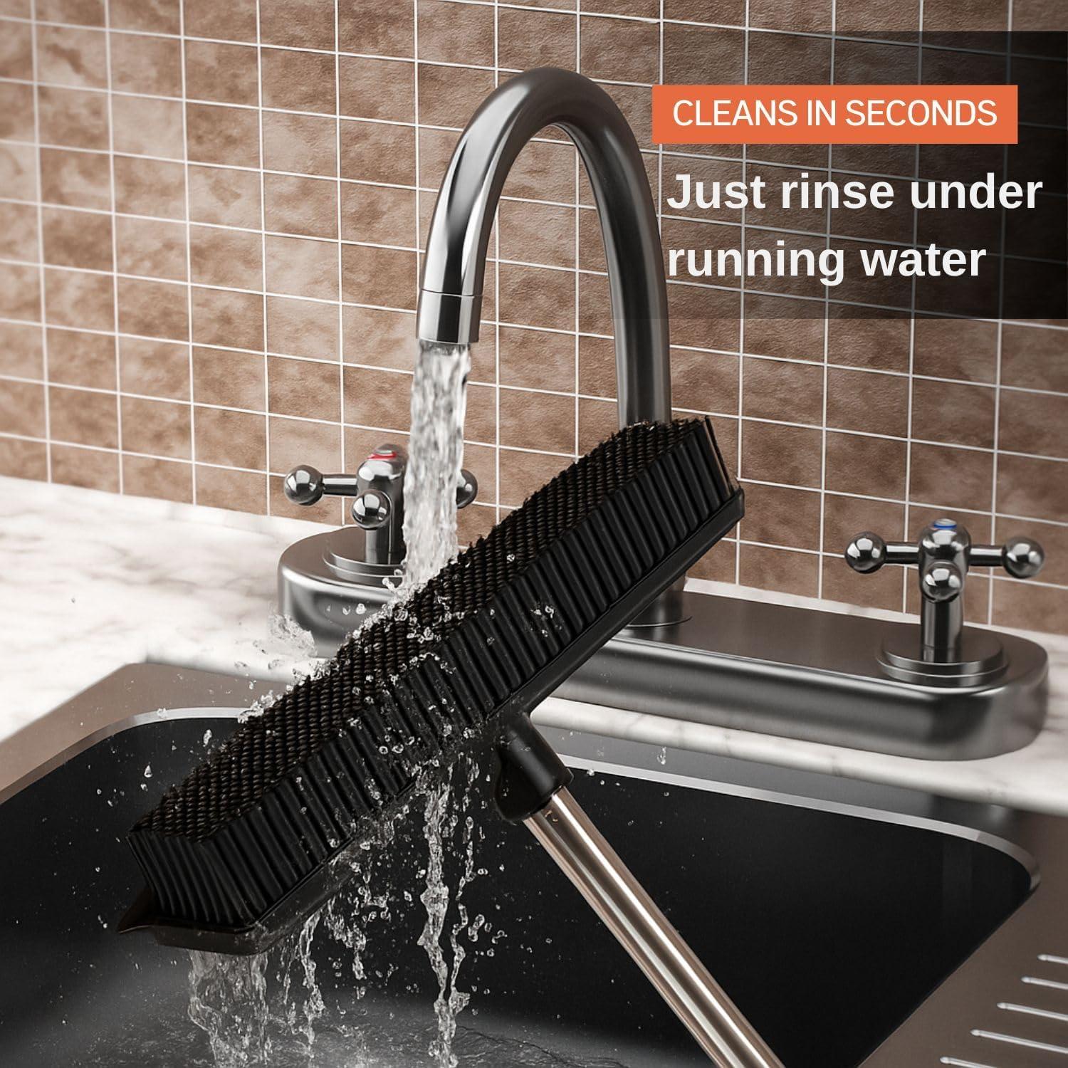 Combo Aspiradora Robot Thamtu y Escoba de Goma para Mascotas