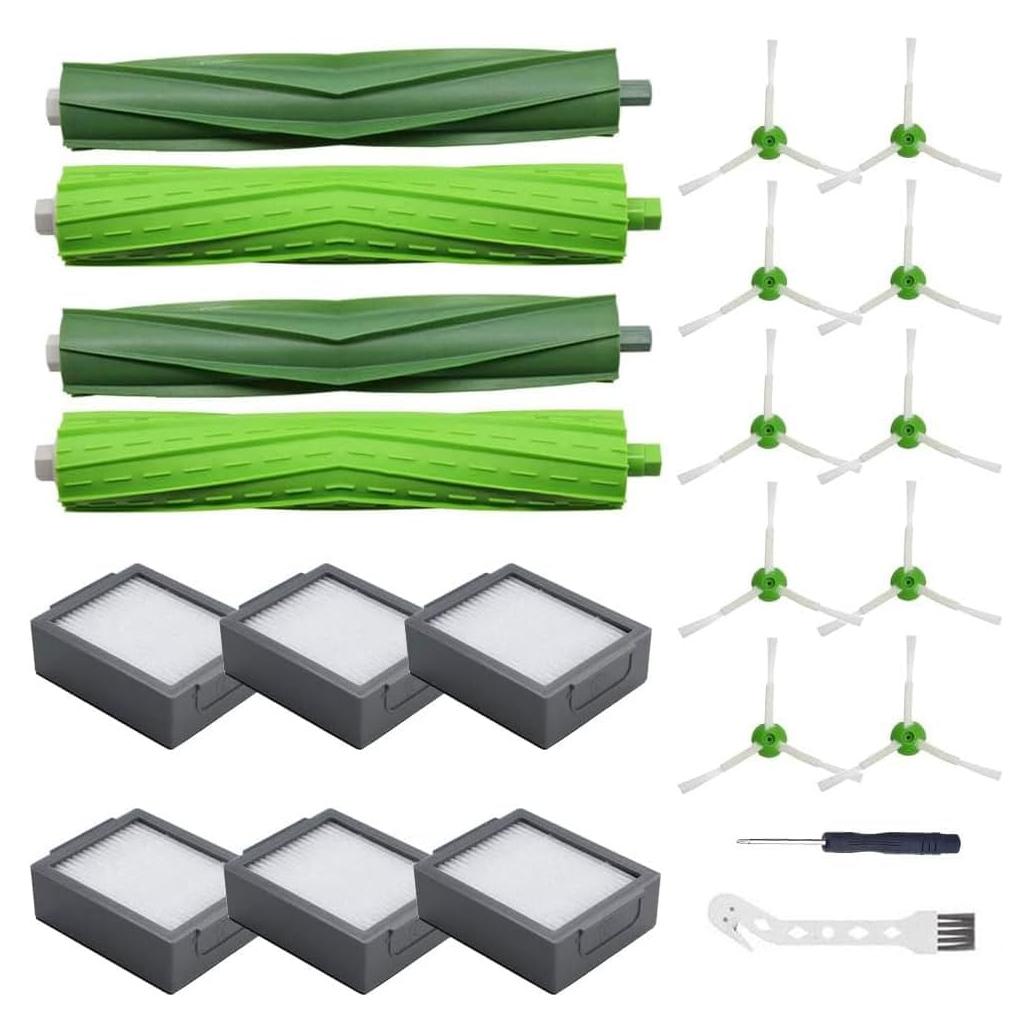 Kit de Repuestos MIXEAL para iRobot Roomba i7 i3 i4 i5 i6 i8 - 2 Cepillos Multi-Superficie, 6 Filtros HEPA, 10 Cepillos Laterales