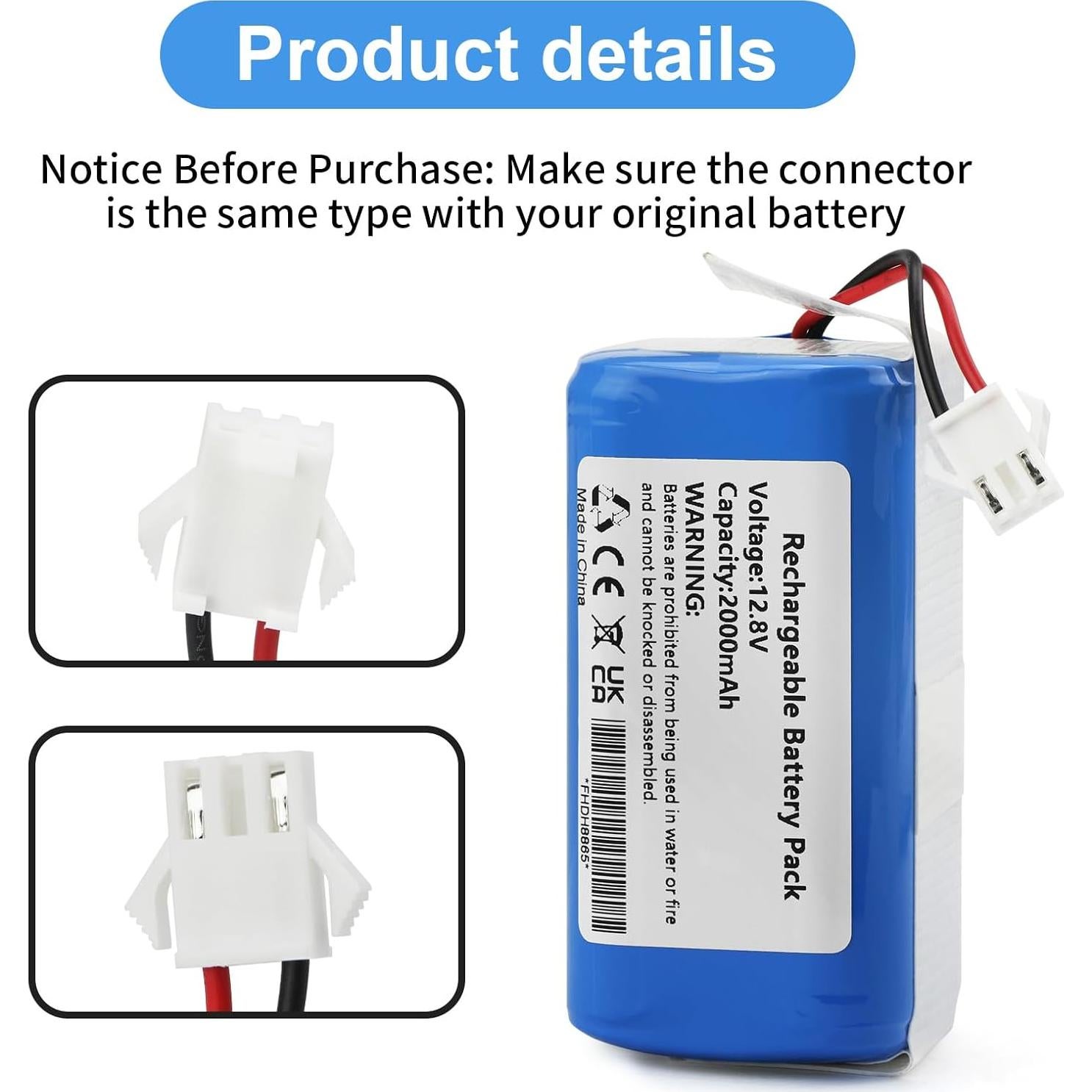 Batería de Reemplazo 12.8V 2000mAh para Aspiradora Lefant M210