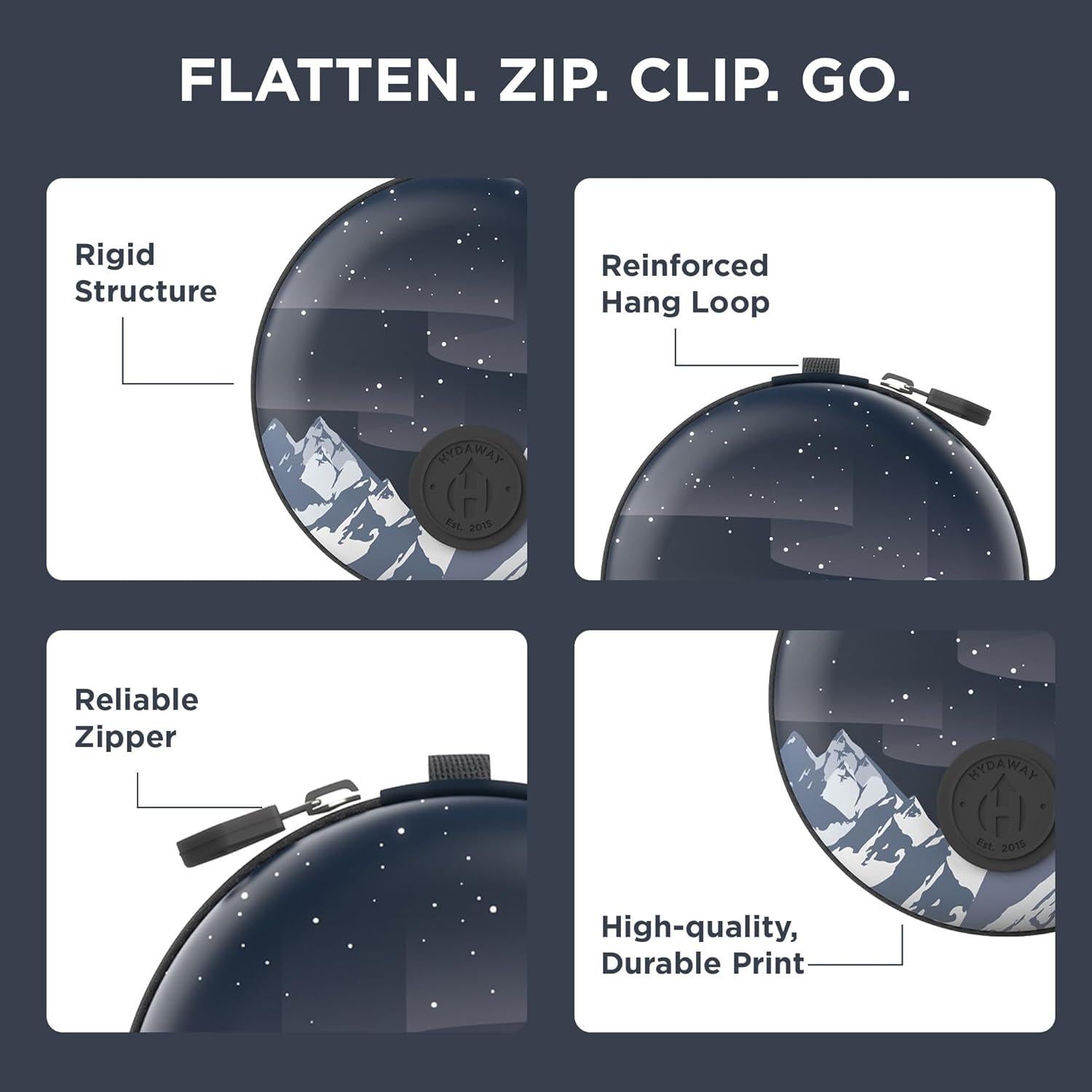 Vaso Plegable HYDAWAY 0.47L Silicona y Acero Inoxidable