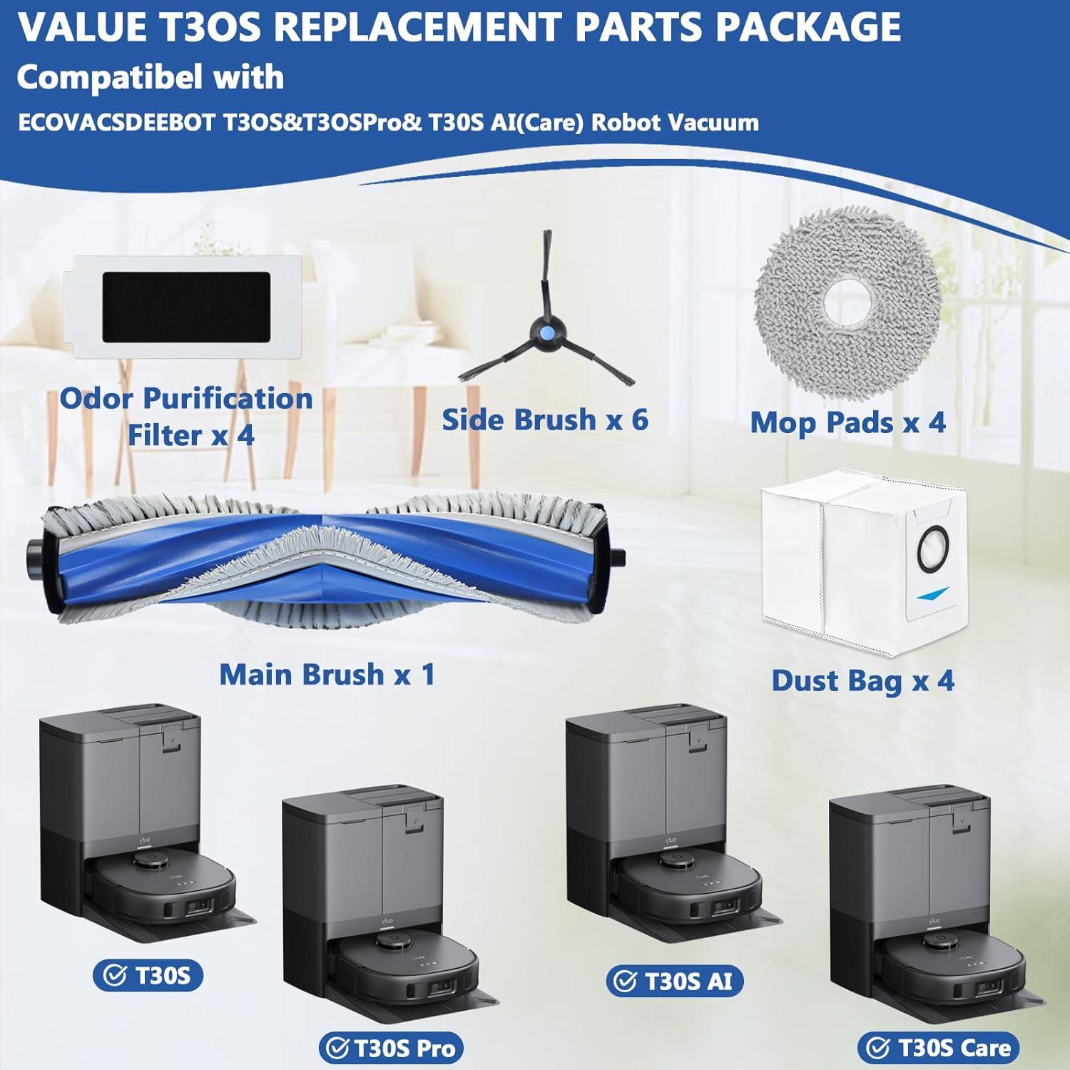21 Piezas Repuesto Galaton para Aspiradora ECOVACS T30S