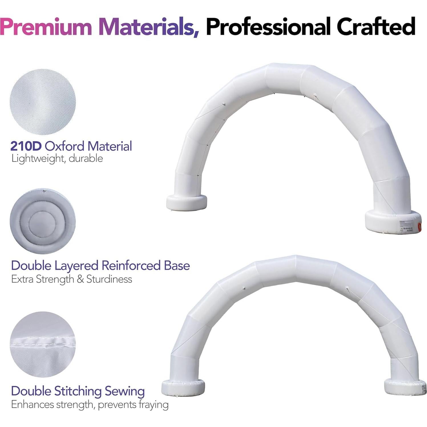 Arco Inflable Medio Círculo 6.4m Blanco Wellcomer con Ventilador