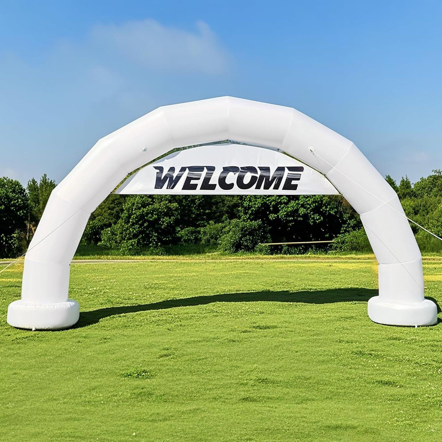 Arco Inflable Medio Círculo 6.4m Blanco Wellcomer con Ventilador