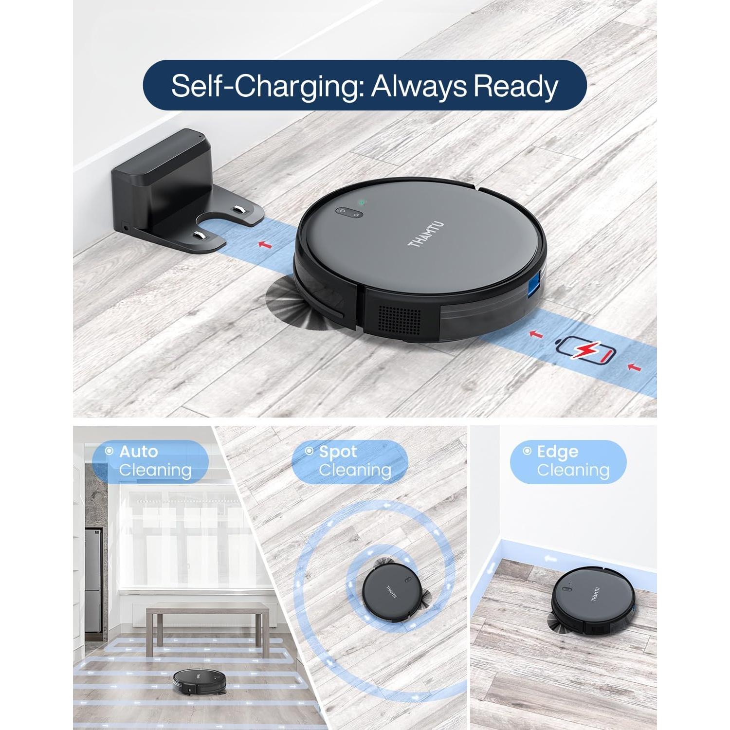 Aspiradora Robot Thamtu L200-B, Potente Succión 3000Pa, Limpieza Autocargable