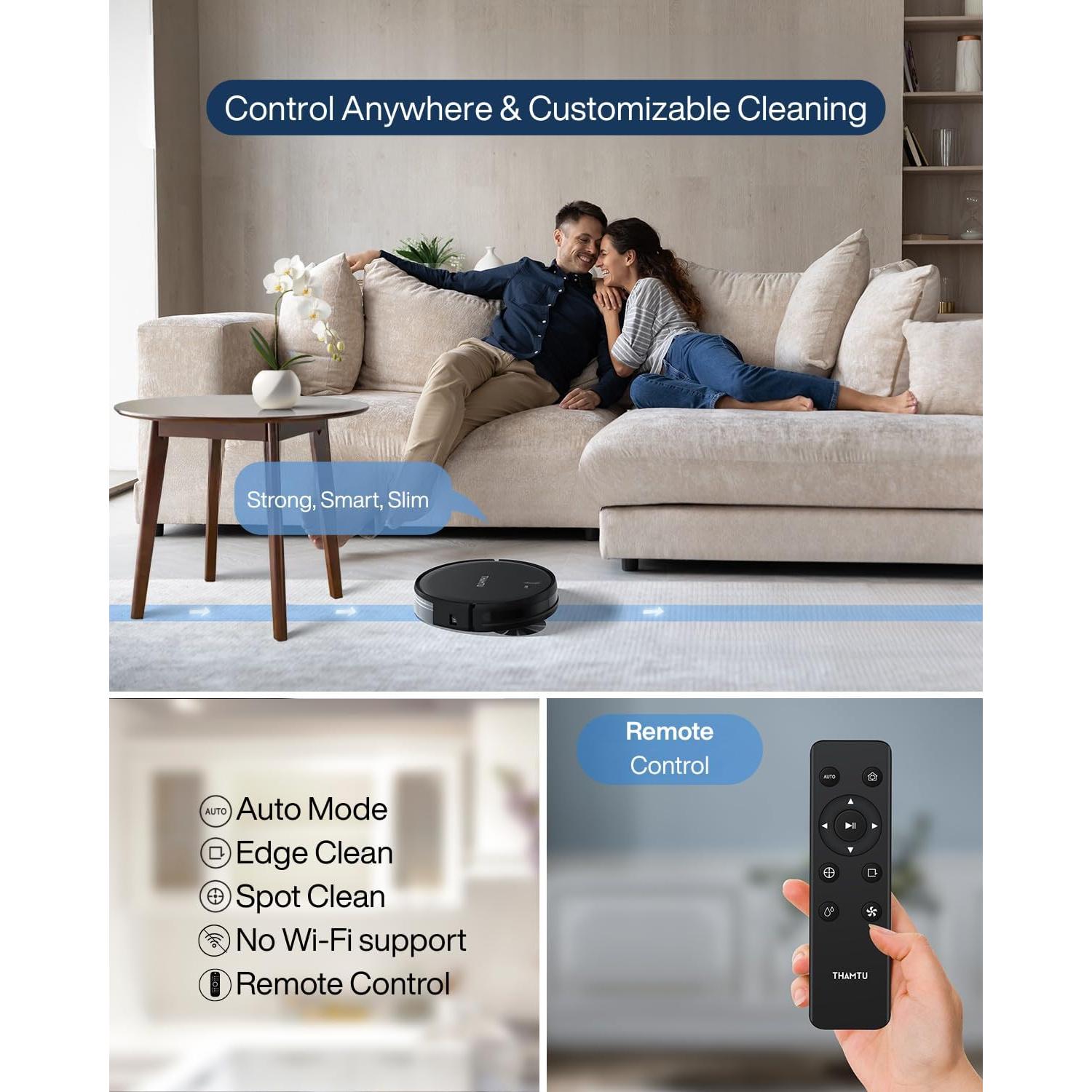 Aspiradora Robot Thamtu L200-B, Potente Succión 3000Pa, Limpieza Autocargable