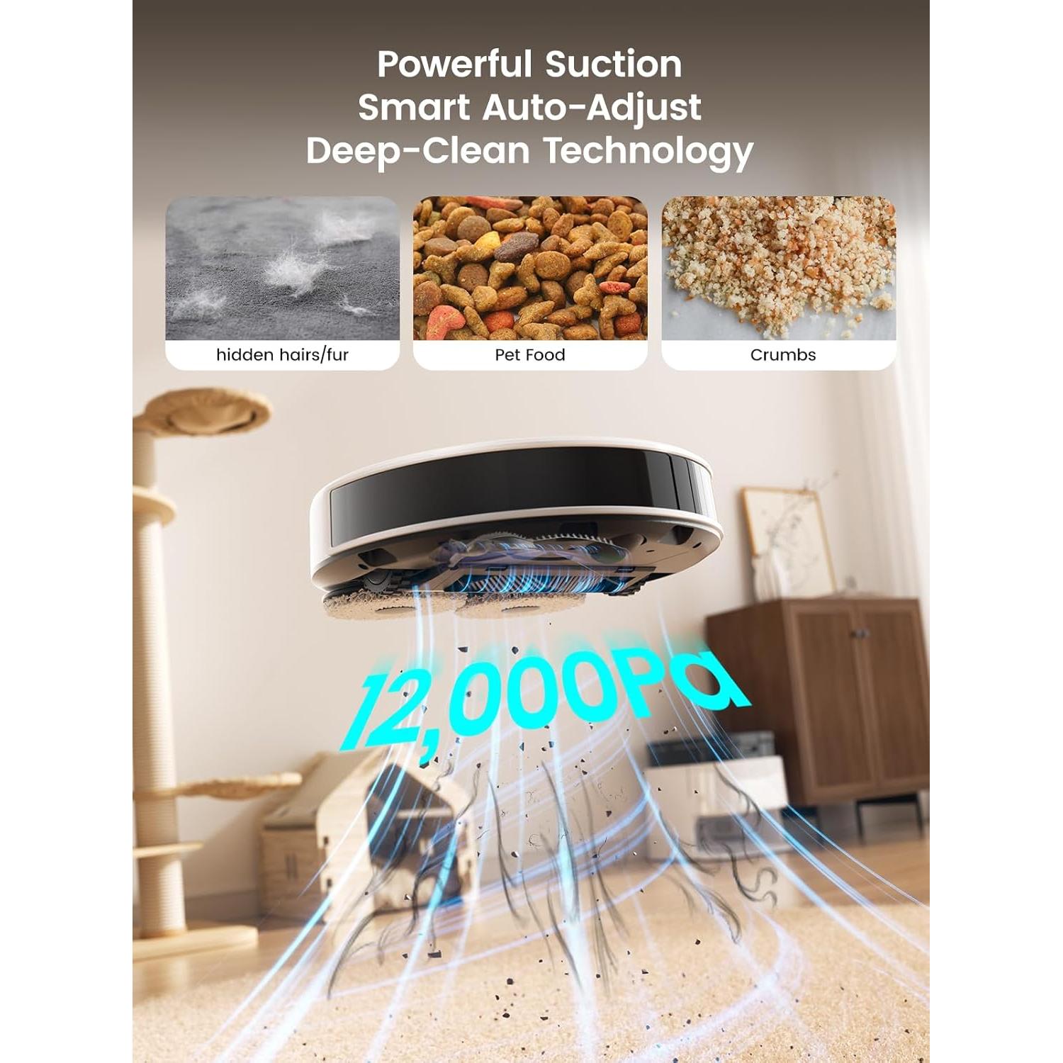 Robot Aspirador Lefant M3 con Mopa y LiDAR, 12000Pa