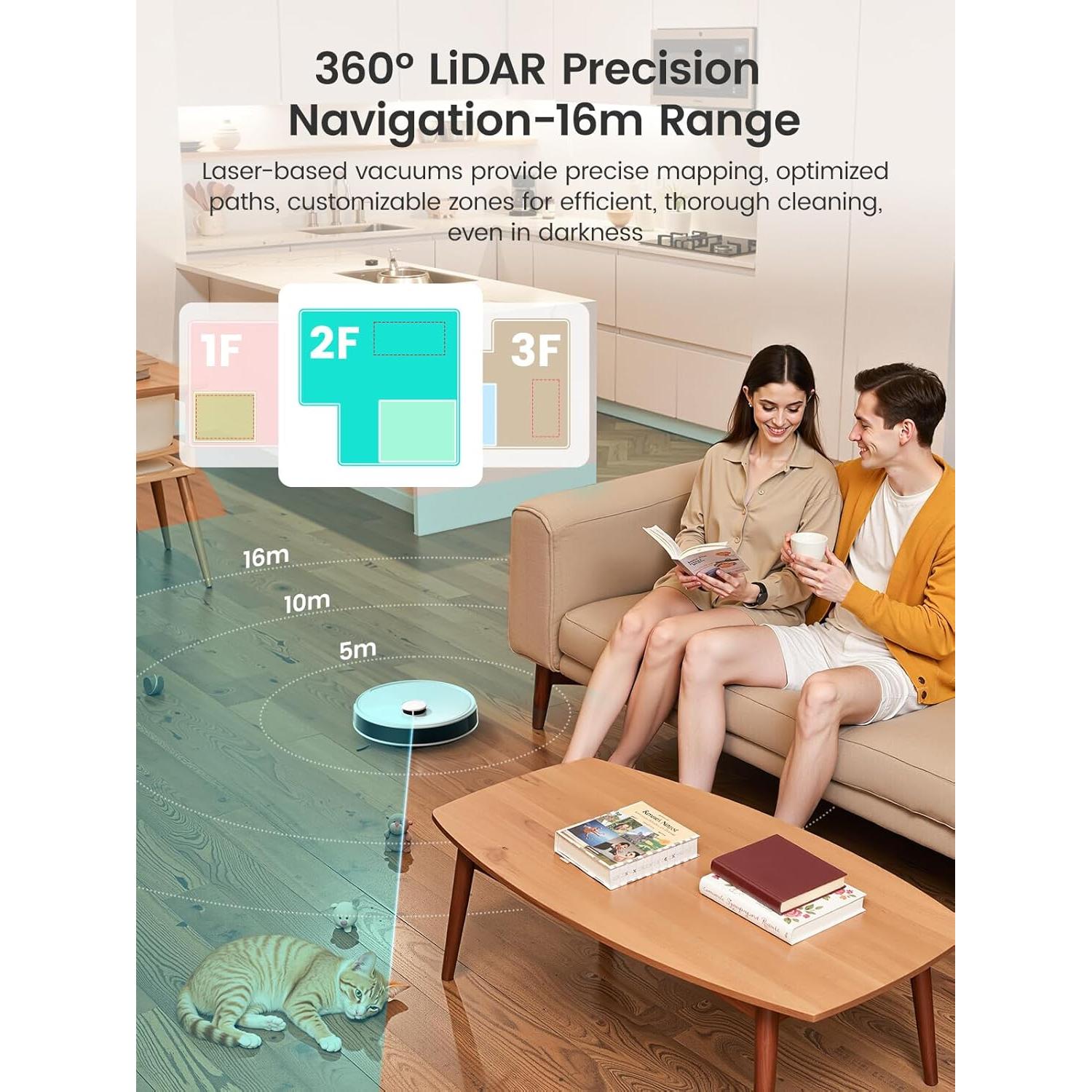 Robot Aspirador Lefant M3 con Mopa y LiDAR, 12000Pa