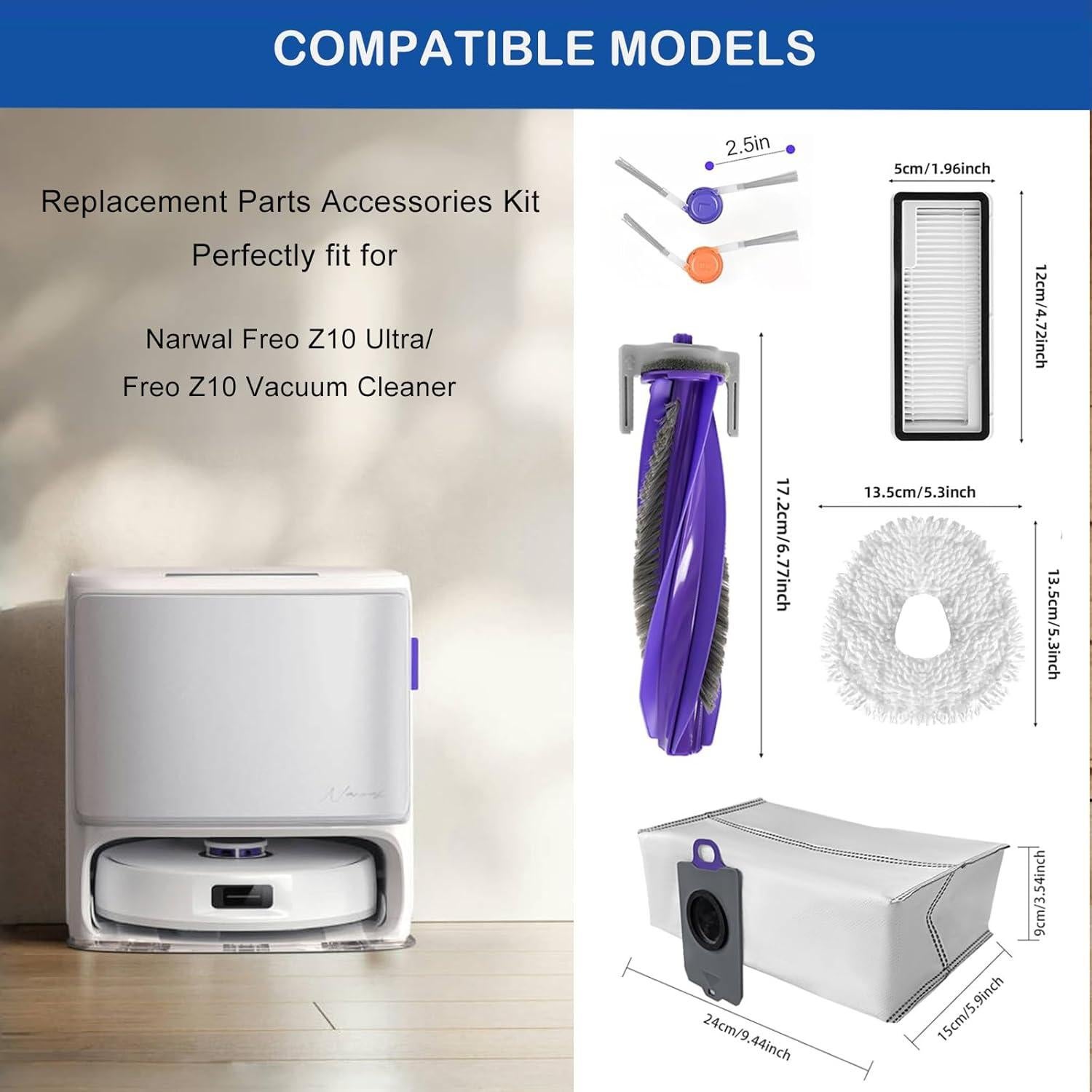 20 Piezas Repuesto Aspiradora Robot LUZMQ Freo Z10 Ultra