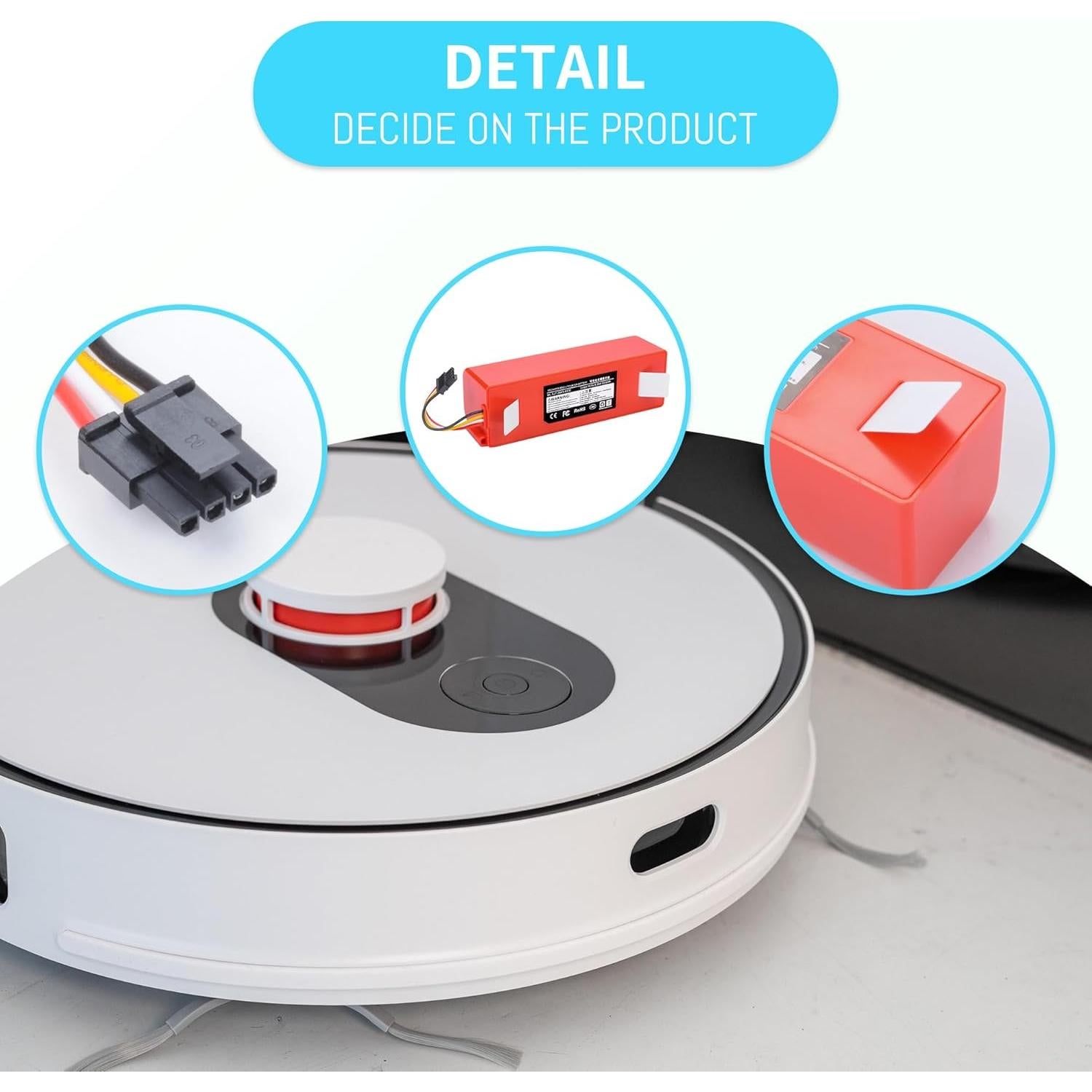 Batería de Reemplazo para Robot Aspirador Xiaomi Roborock 14.4V 6800mAh