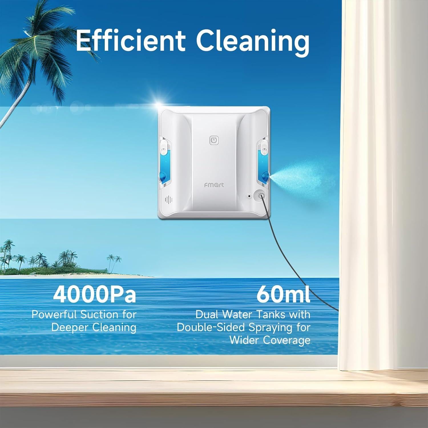 Robot Limpiador de Ventanas FMART W7 Doble Rocío 2.48 kg