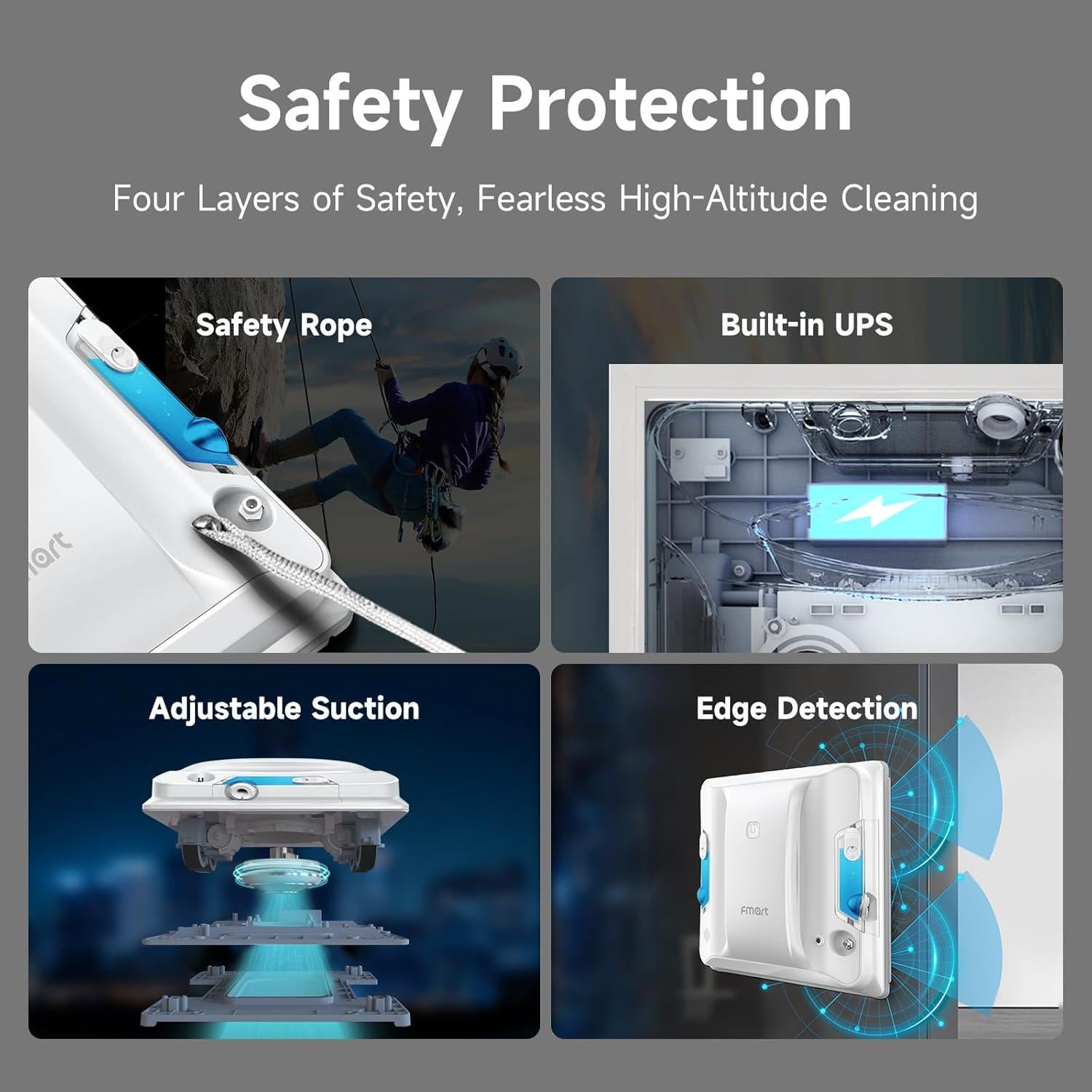 Robot Limpiador de Ventanas FMART W7 Doble Rocío 2.48 kg