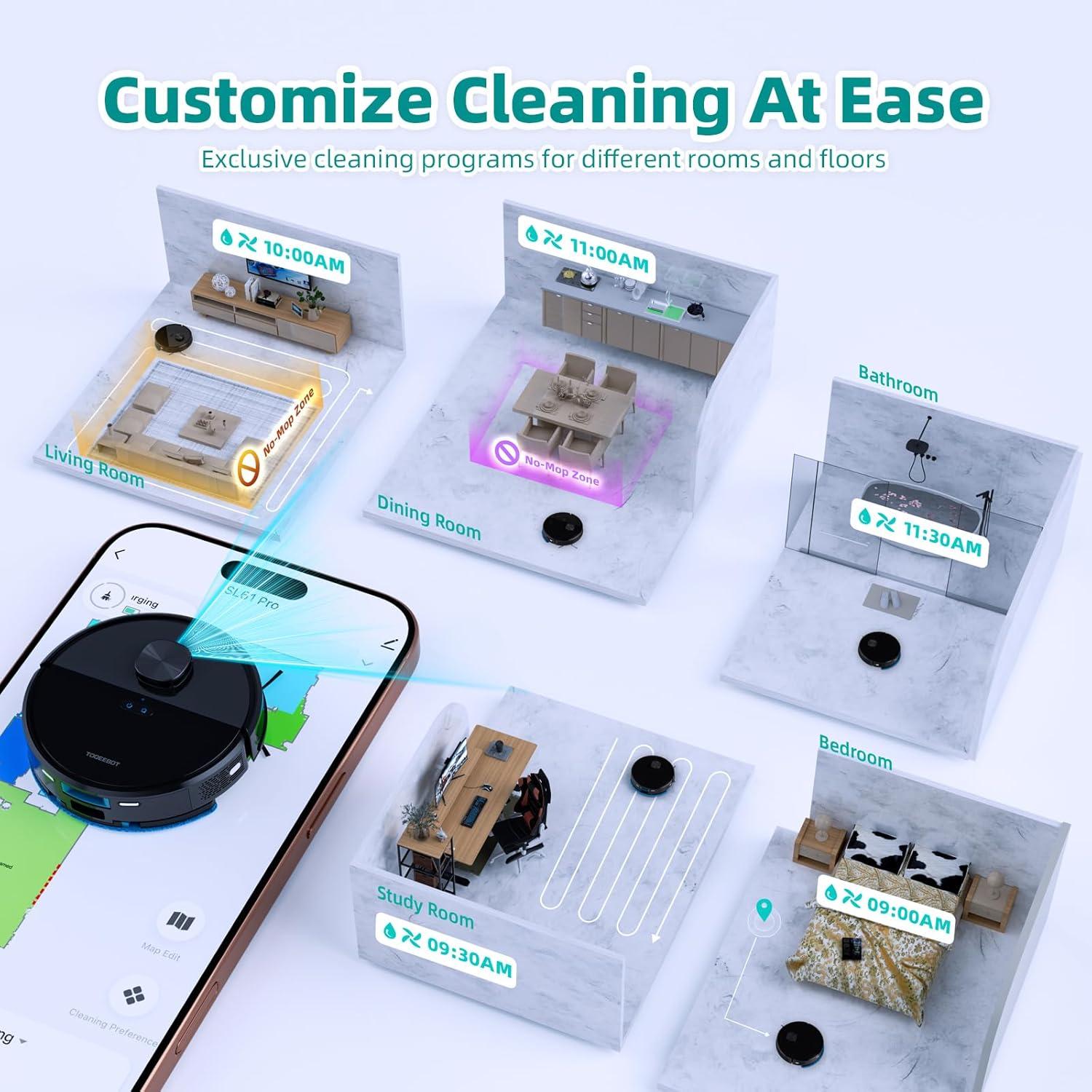 Aspiradora Robot TOQEEBOT SL61Pro con Mopa y Auto-Vaciado