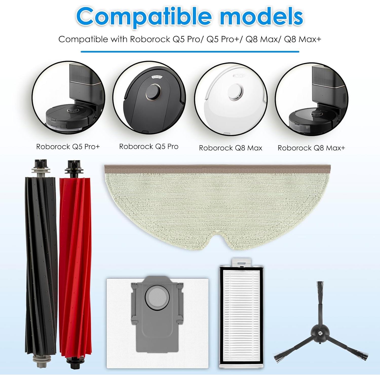 Kit de Accesorios COWINORY 13 Piezas para Roborock Q5 Pro/Q8 Max