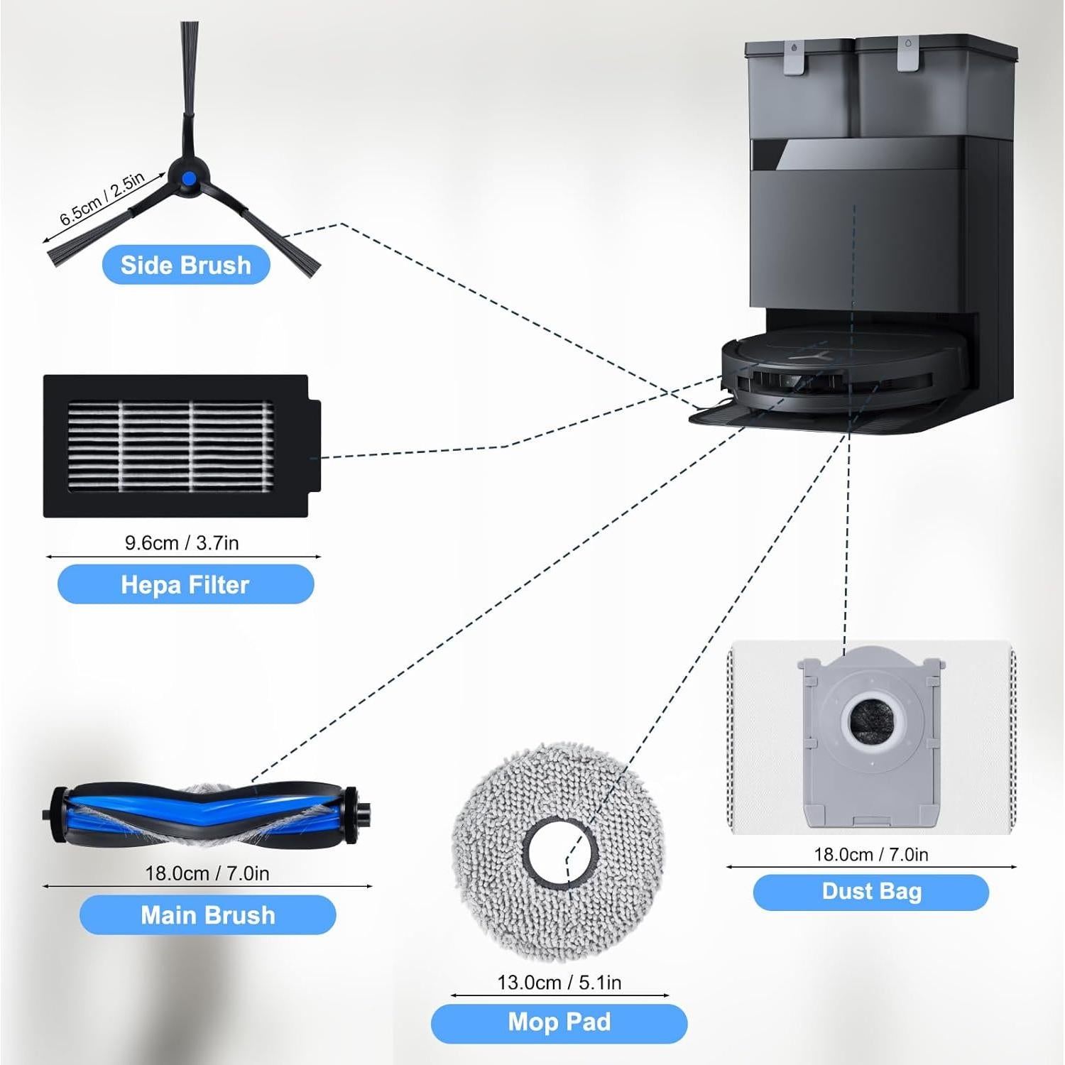 Juego de Accesorios para Aspiradora Robot Ecovacs Deebot T50 Omni