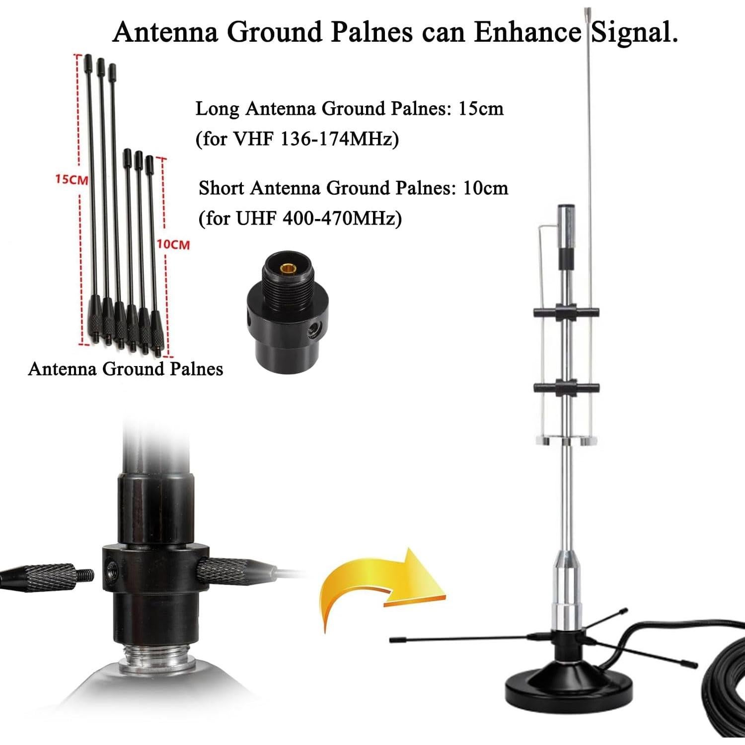 Antena GMRS 2m 70cm SIGNALPLUS con Base Magnética 5m Cable