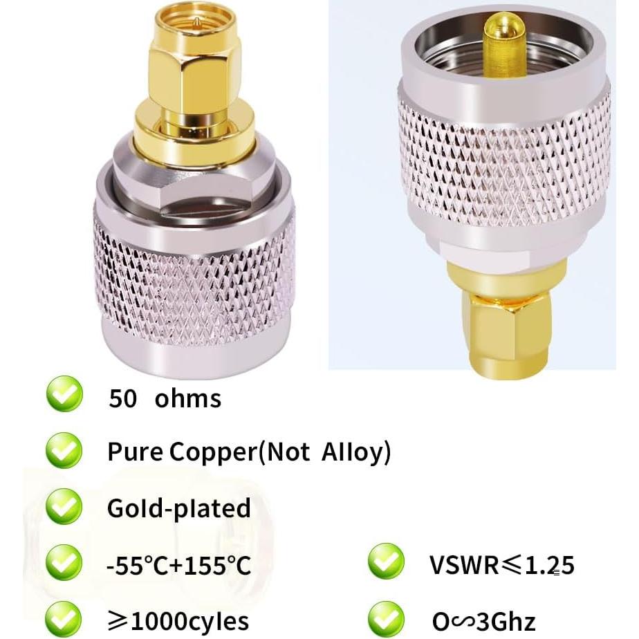 Adaptador Coaxial SMA Macho a UHF Macho CNARIO 2PCS