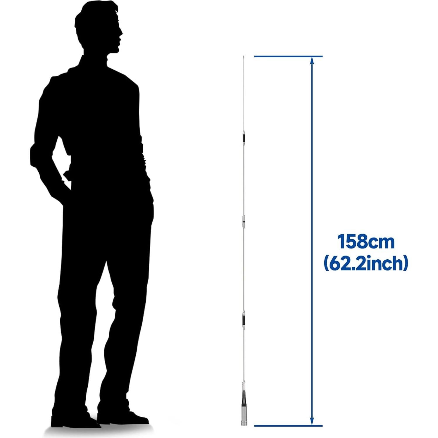 Antena de Radio Móvil Bingfu 1.58m Doble Banda VHF UHF 144/430MHz