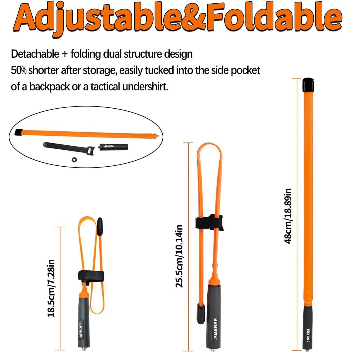 Antena Táctica ABBREE SMA-Femenino Naranja 47.6 cm 144/430MHz