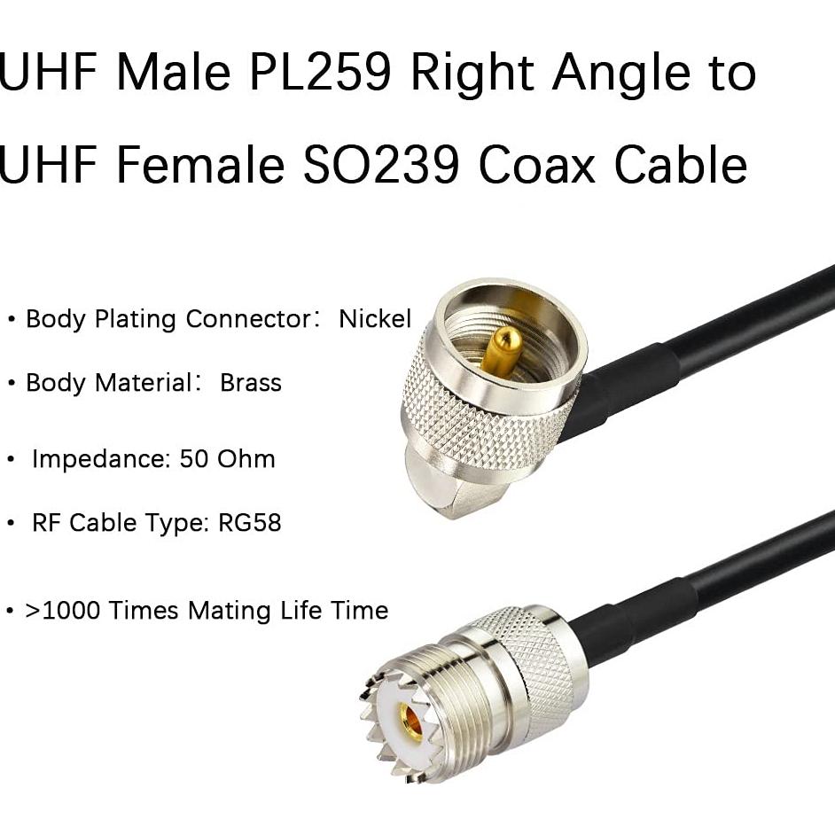 Cable Coaxial RG58 30cm UHF SO239 a PL259 2pcs