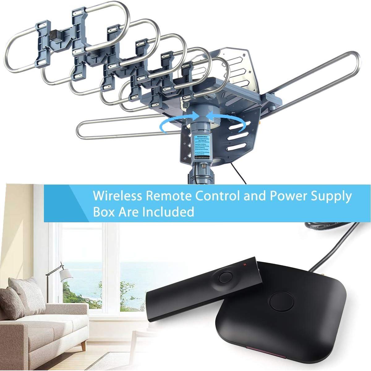 Antena de TV Amplificada CeKay 150 Millas Exterior 4K Rotativa