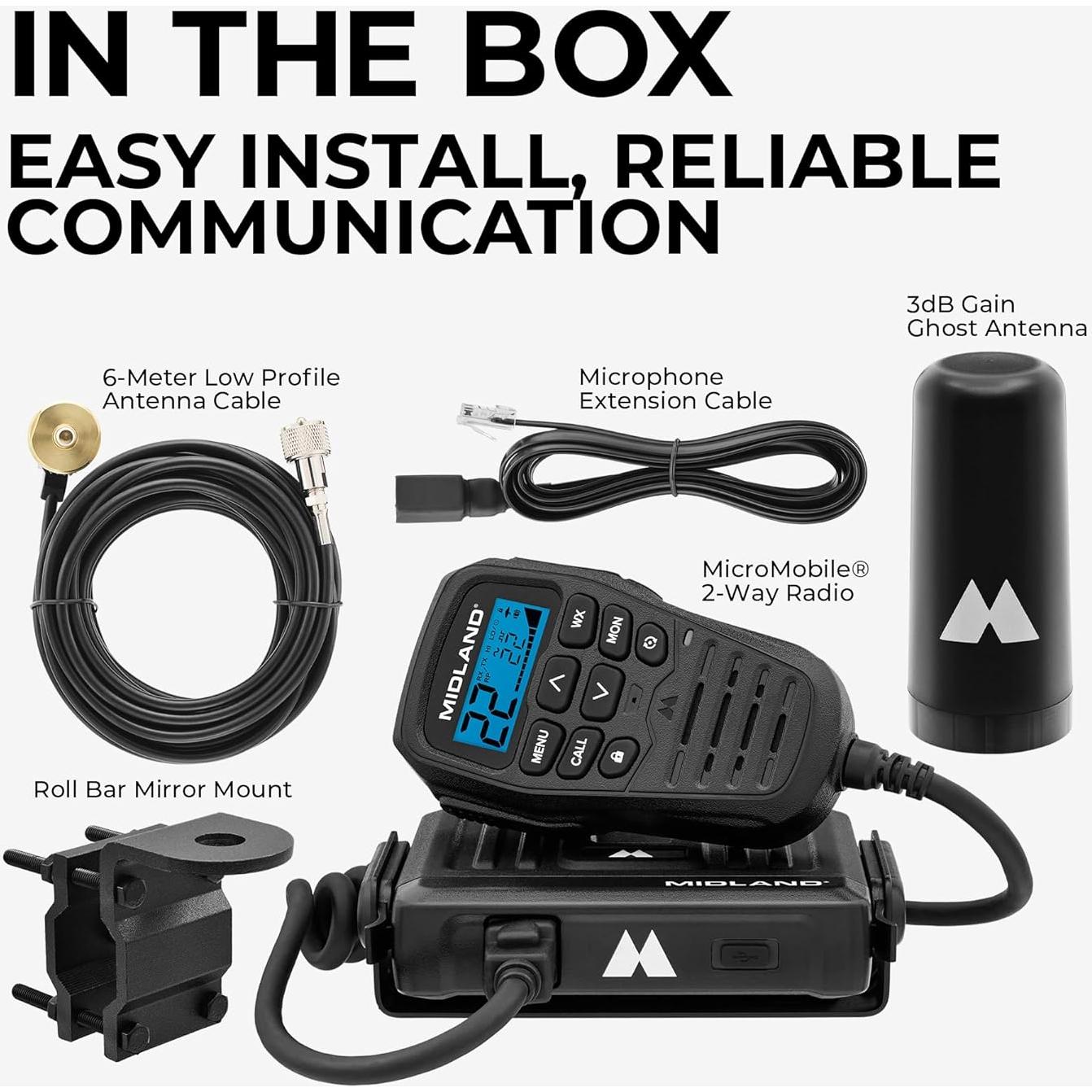 Radio de Dos Vías Midland MXT275VP4 15W GMRS para Vehículos