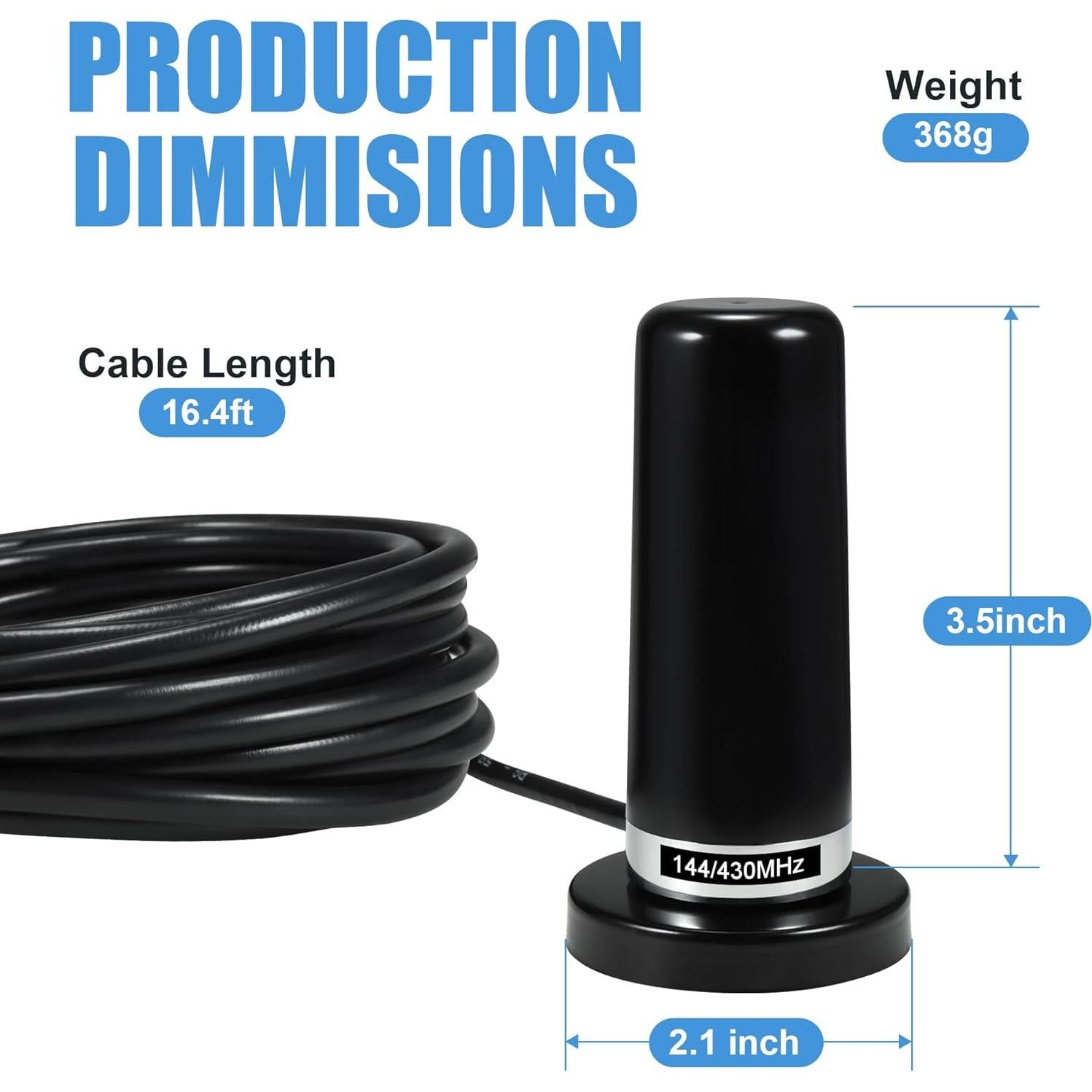 Antena Móvil BASIKER Doble Banda VHF UHF 3" Base Magnética