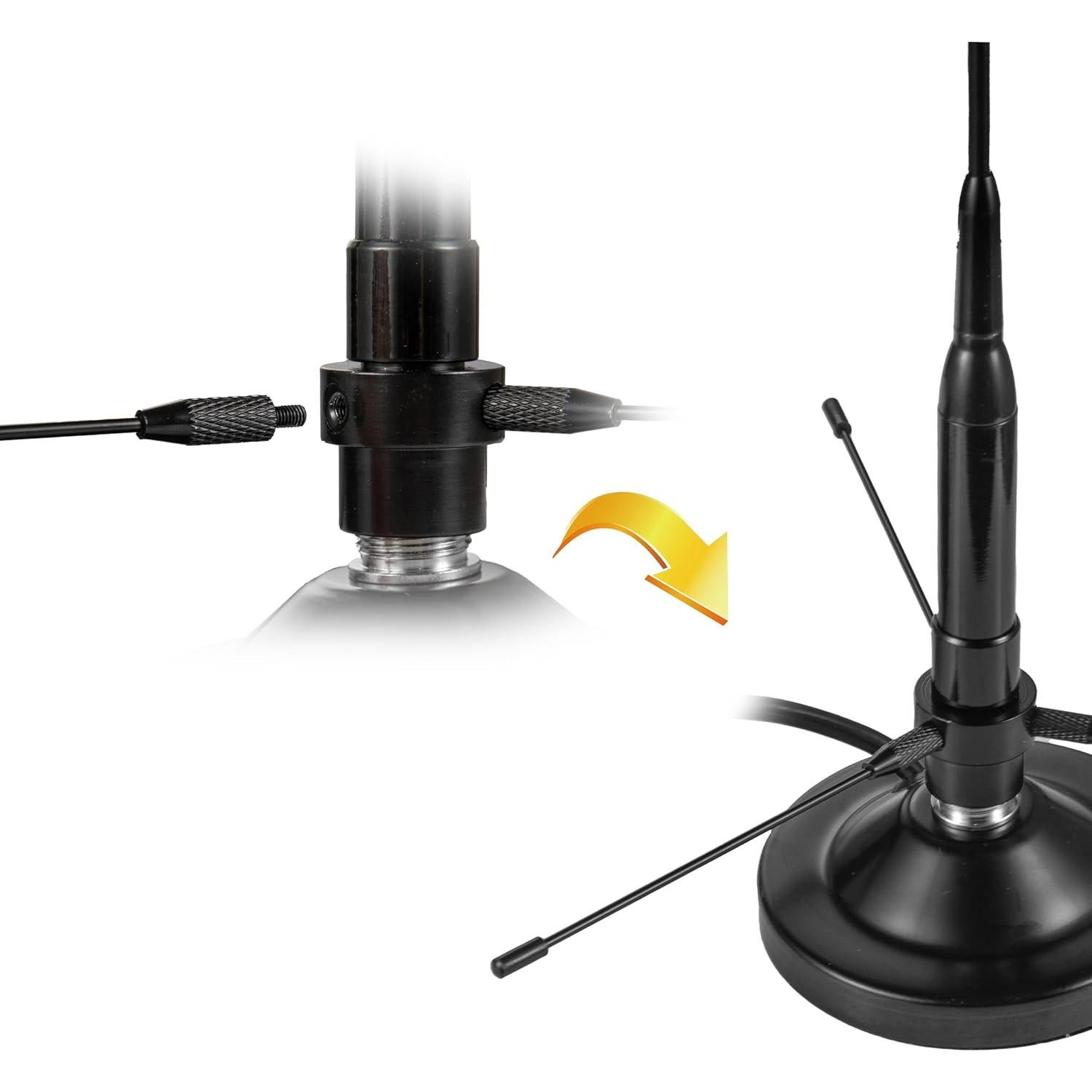 Antena UHF VHF eifagur 136-174MHz 400-470MHz Base Magnética