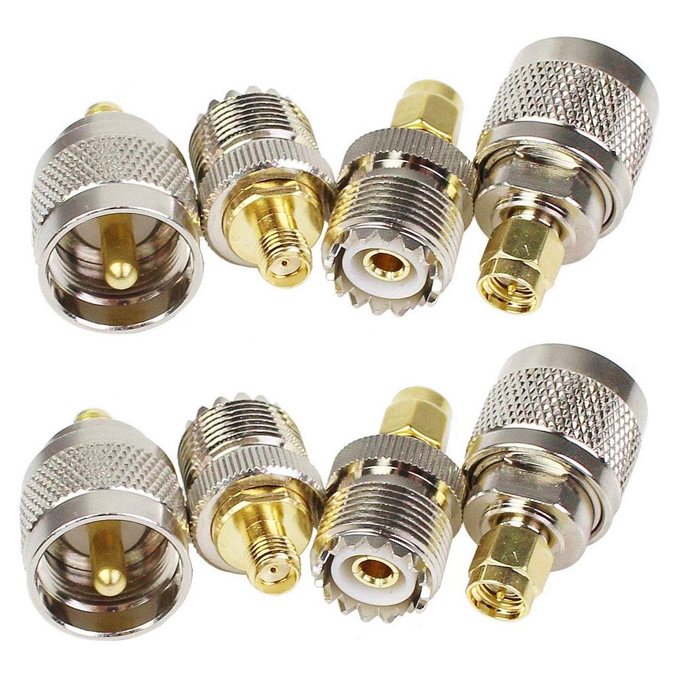 Kit de Adaptadores SMA-UHF 8 Piezas Exgoofit 50 Ohmios