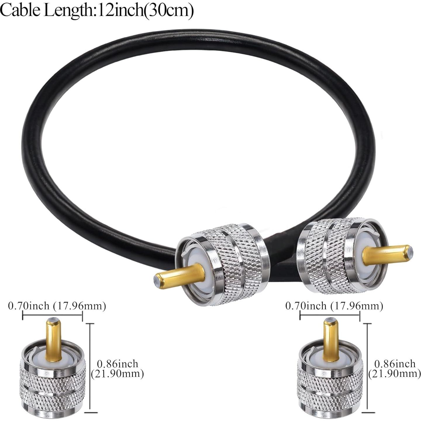 Cable Coaxial RG58 UHF Macho a Macho 30cm Tuolnk - 2 Piezas