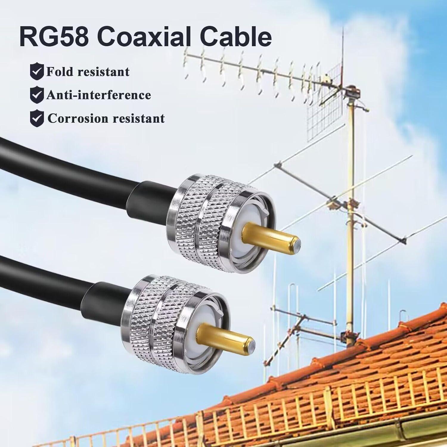 Cable Coaxial RG58 UHF Macho a Macho 30cm Tuolnk - 2 Piezas