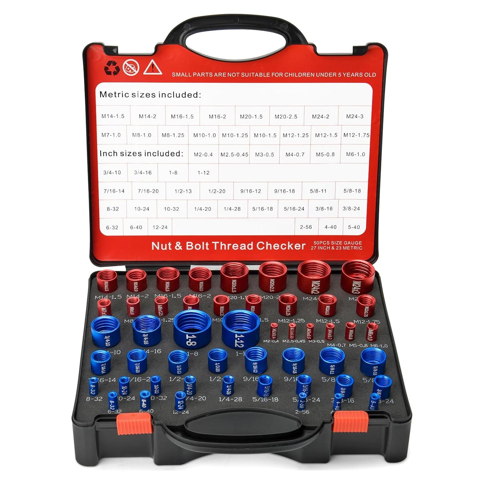 Comprobador de Roscas 50 Pcs Comfylichi Estándar y Métrico