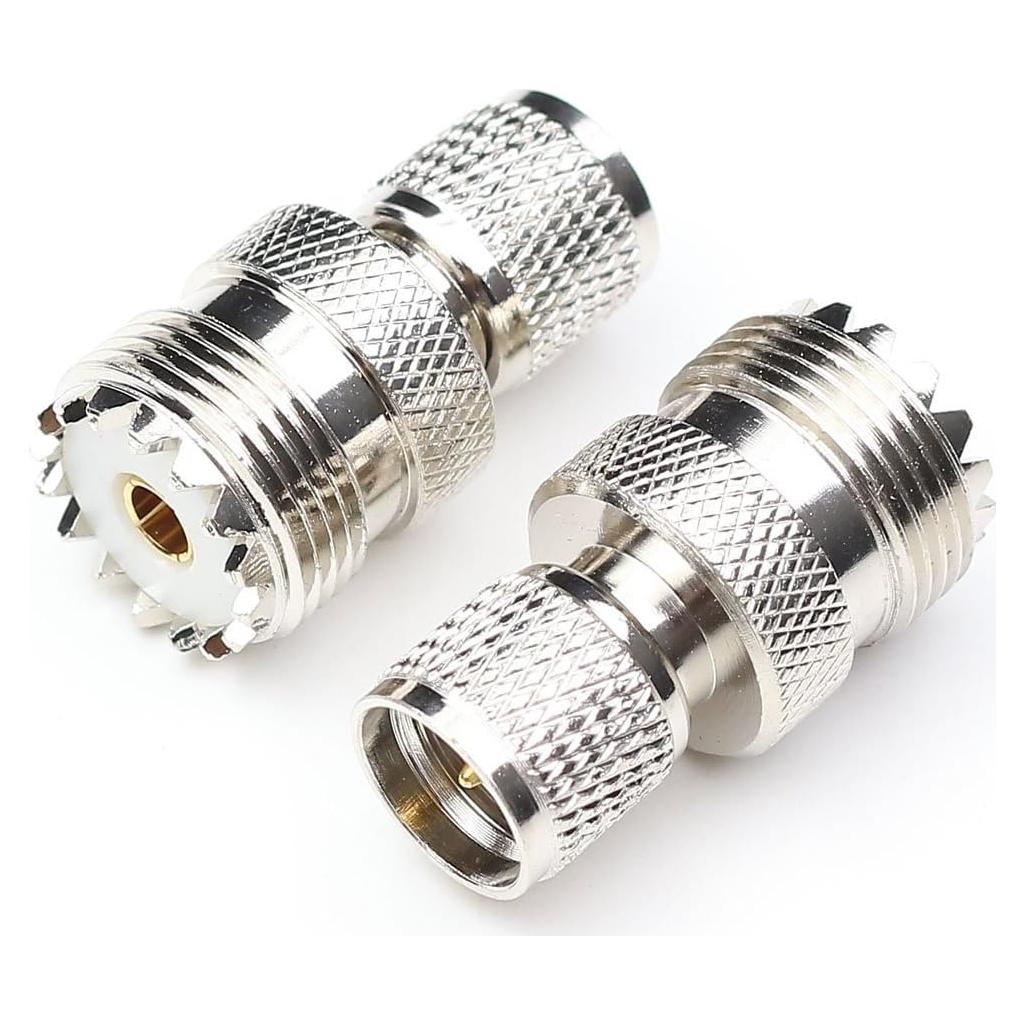 Mini UHF Male to UHF Female Connector Pl259 Coax Adapters UHF to Mini uhf Coaxial Adapter SO239 RF Adapter 2Packs