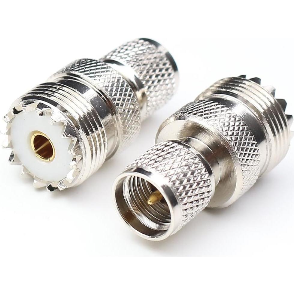 Mini UHF Male to UHF Female Connector Pl259 Coax Adapters UHF to Mini uhf Coaxial Adapter SO239 RF Adapter 2Packs