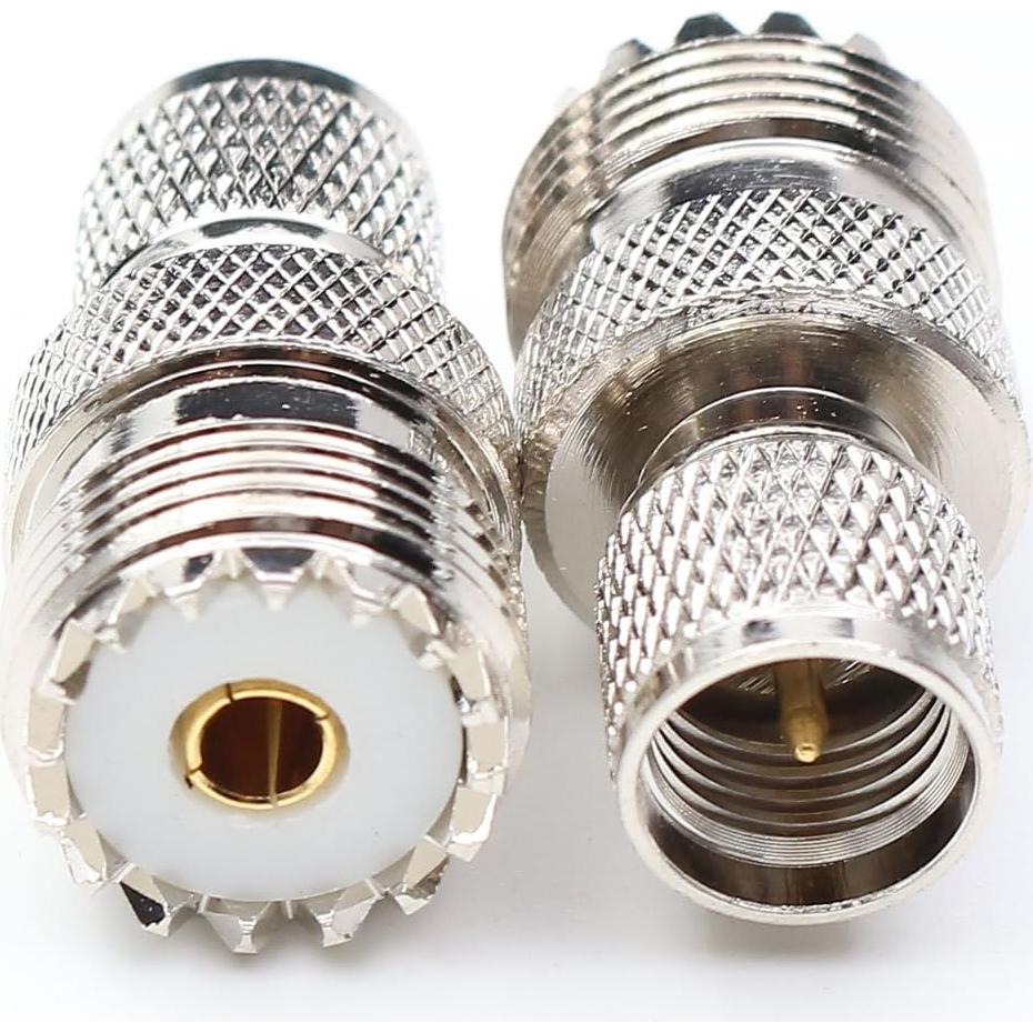 Mini UHF Male to UHF Female Connector Pl259 Coax Adapters UHF to Mini uhf Coaxial Adapter SO239 RF Adapter 2Packs