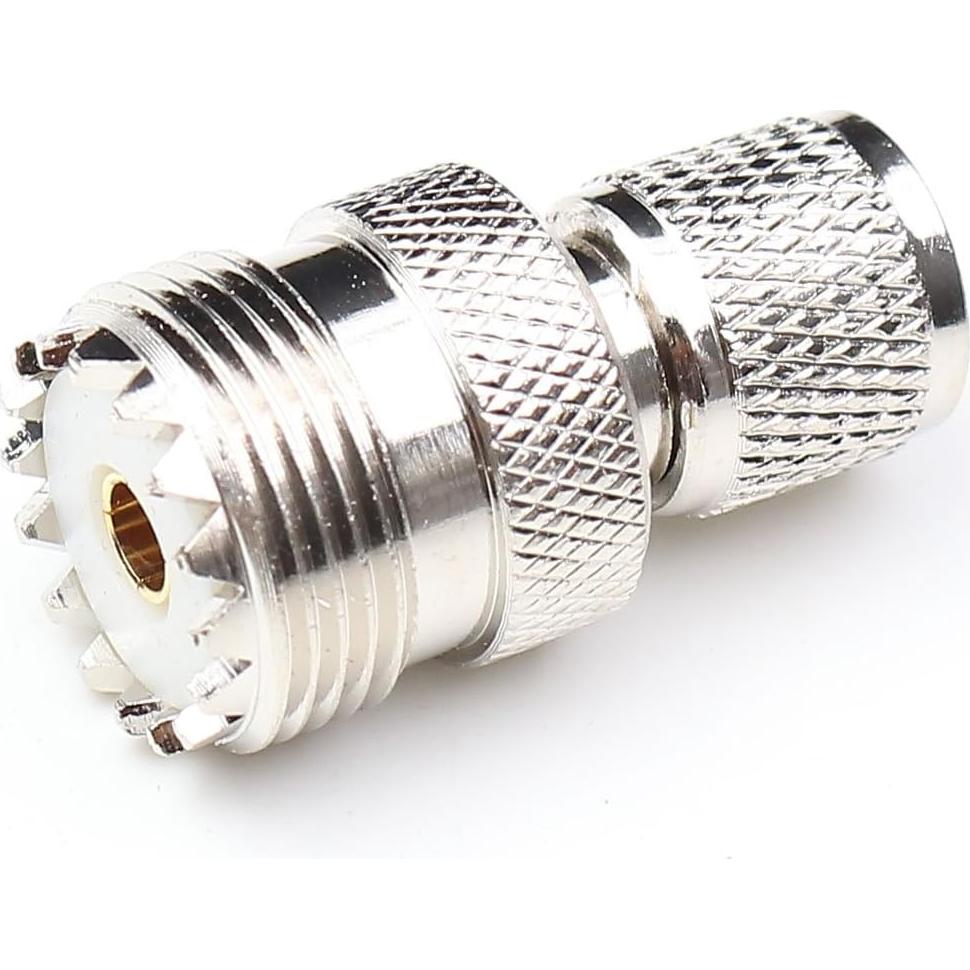 Mini UHF Male to UHF Female Connector Pl259 Coax Adapters UHF to Mini uhf Coaxial Adapter SO239 RF Adapter 2Packs
