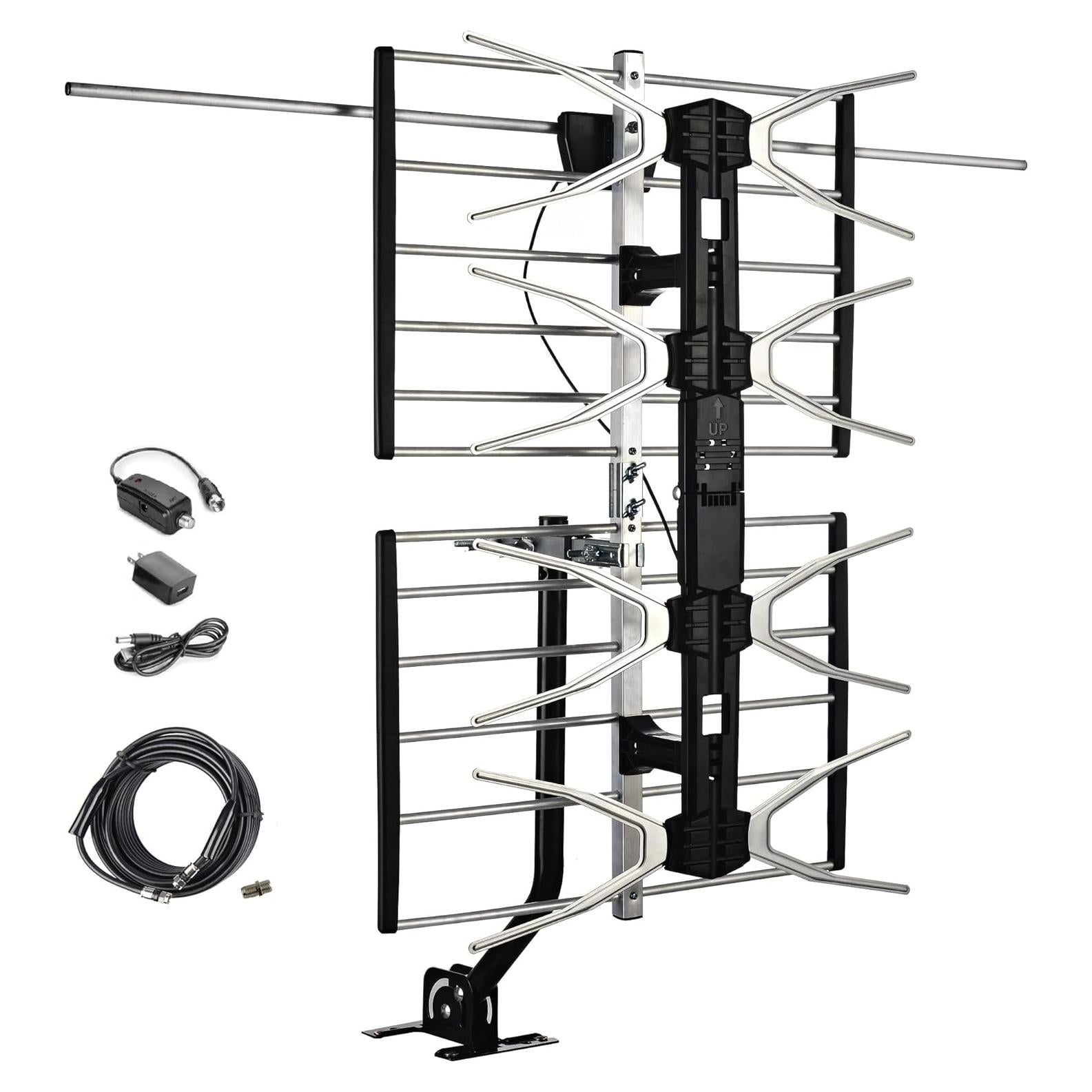 Antena Amplificada HDTV McDuory 150 Millas UHF/VHF - Incluye Poste y Cable