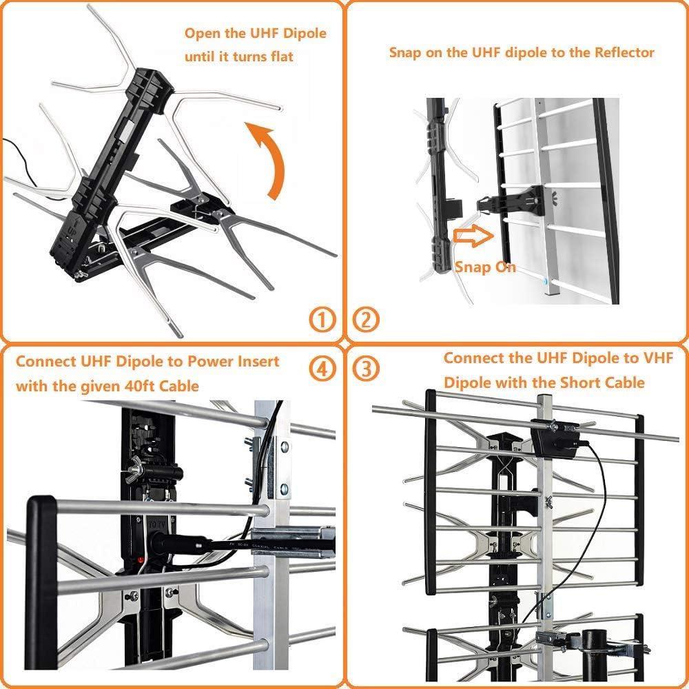 Antena Amplificada HDTV McDuory 150 Millas UHF/VHF - Incluye Poste y Cable