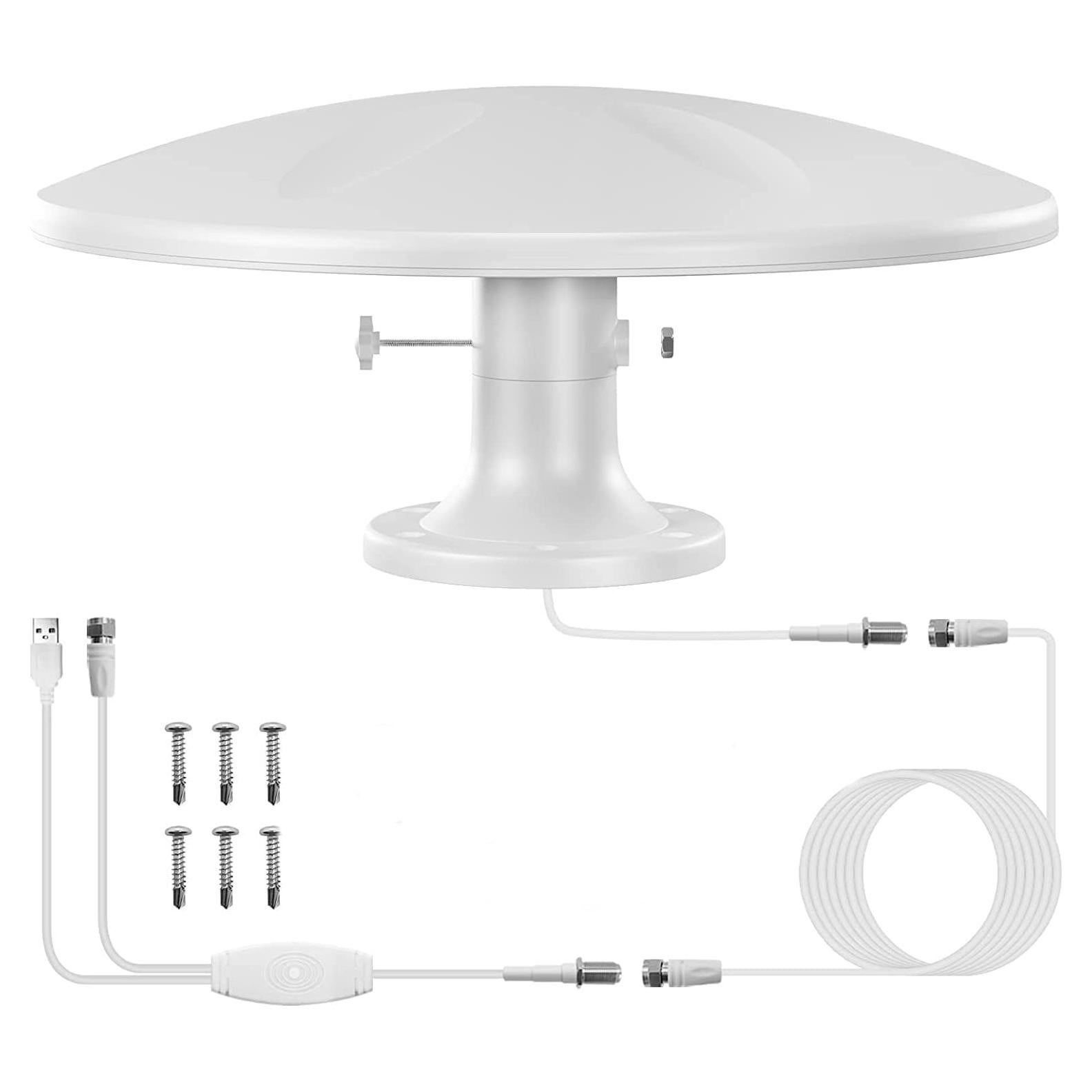 Antena de TV Exterior 360° DTB TECH JS21 Amplificada 4K Beige