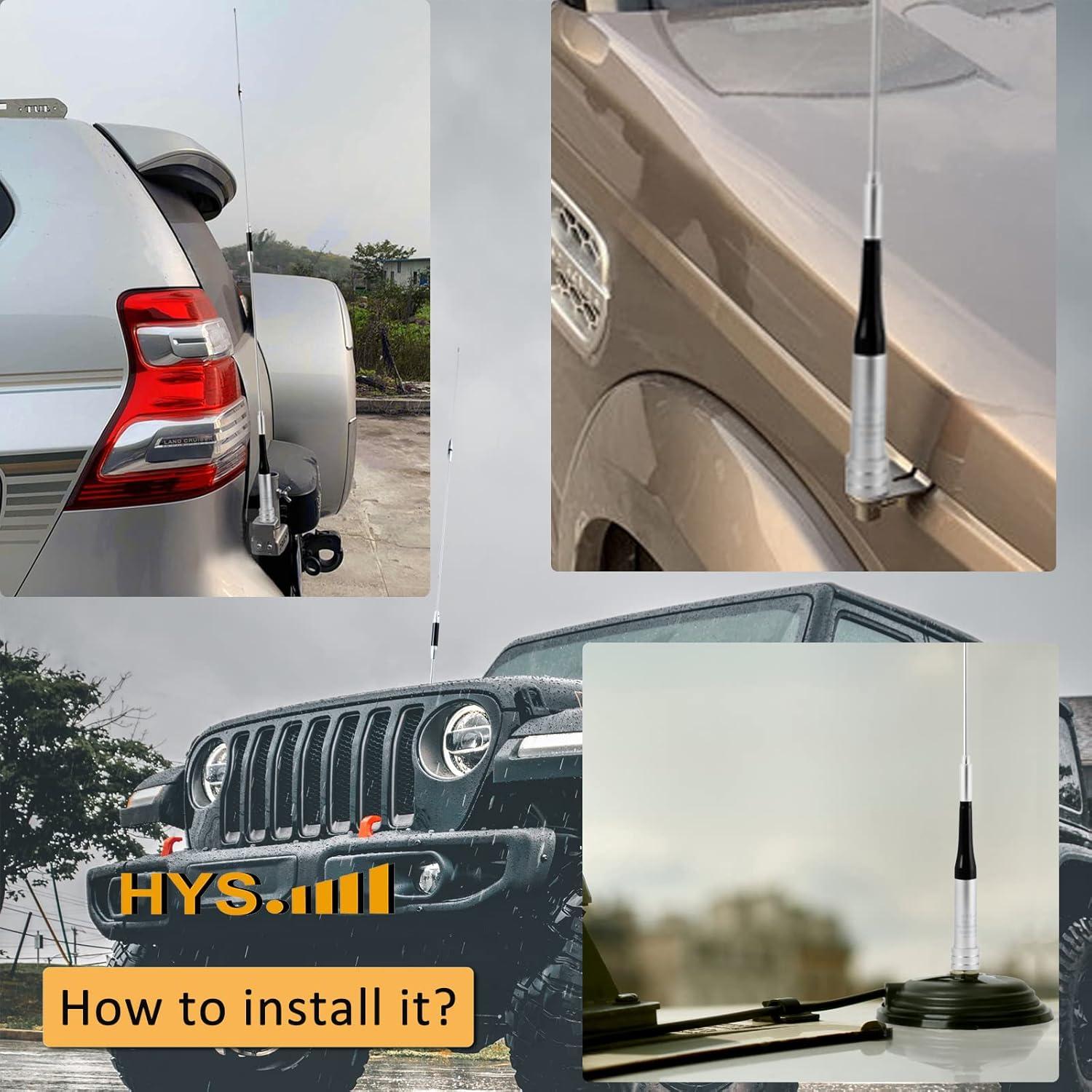 Antena de Radio Móvil HYS VHF/UHF 108.5cm 144/430MHz Doble Banda