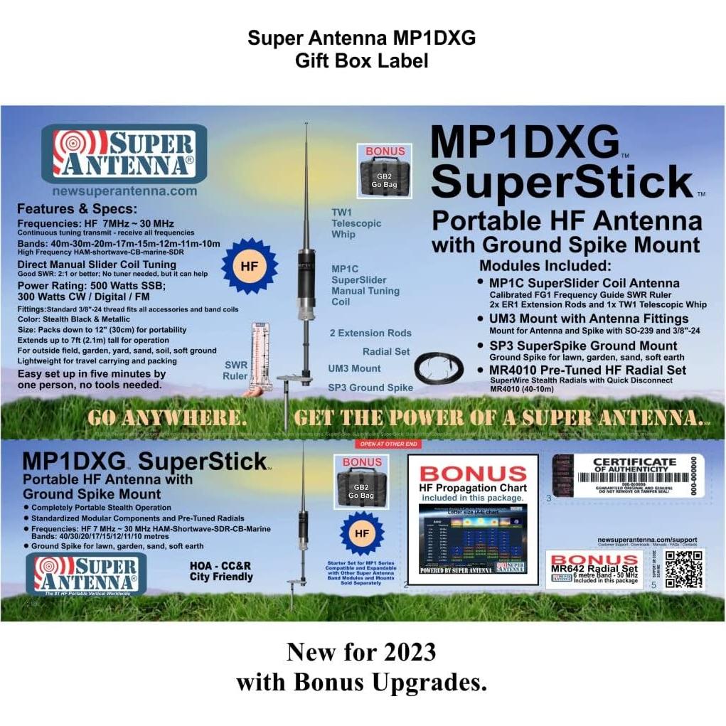 Antena HF Portátil Super Antena MP1DXG con Montaje a Tierra