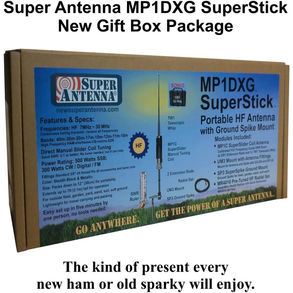 Antena HF Portátil Super Antena MP1DXG con Montaje a Tierra