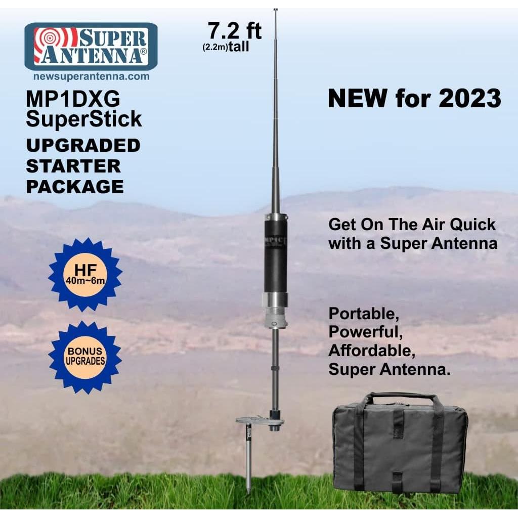 Antena HF Portátil Super Antena MP1DXG con Montaje a Tierra