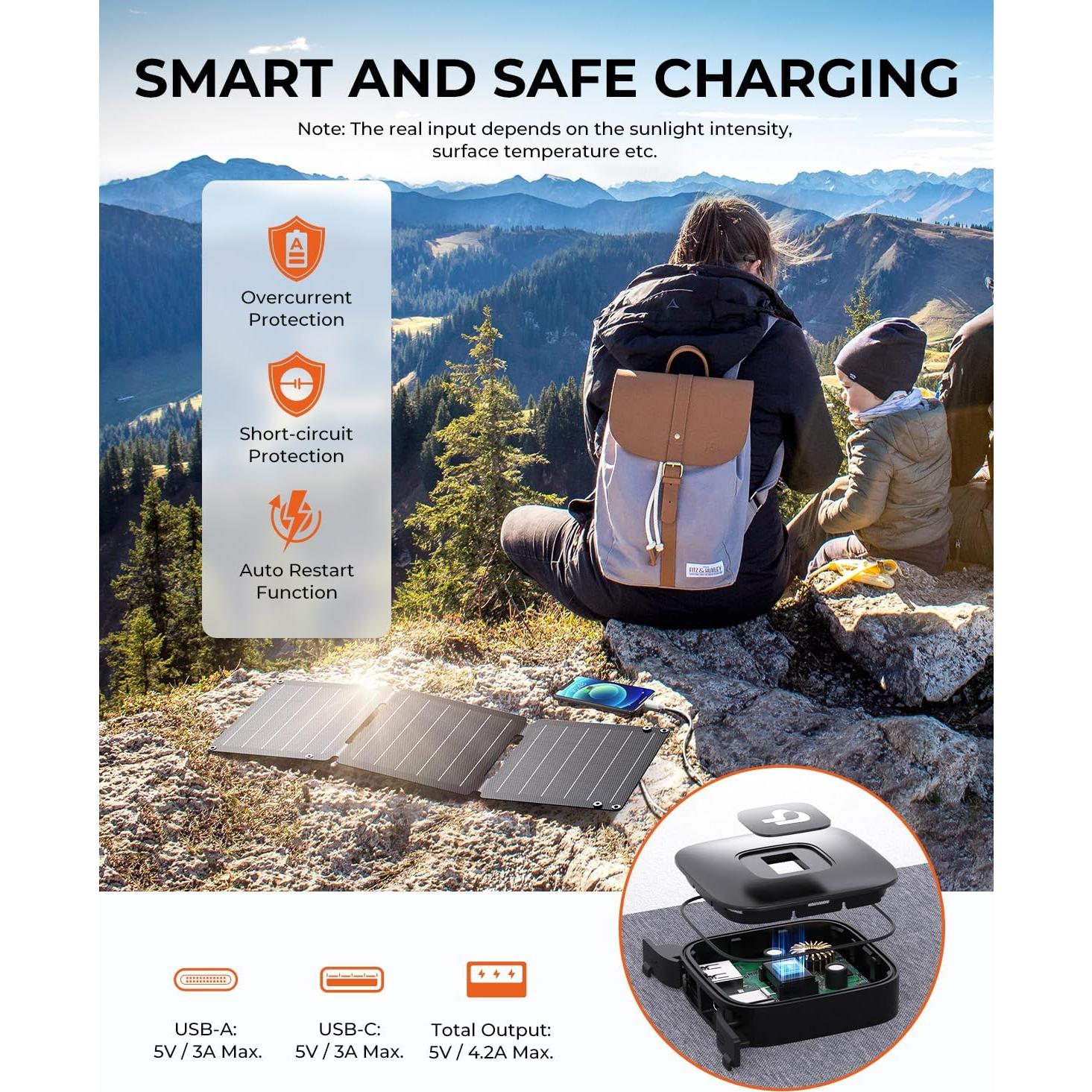 Cargador Solar Portátil BigBlue 21W USB-A/C Impermeable IP68