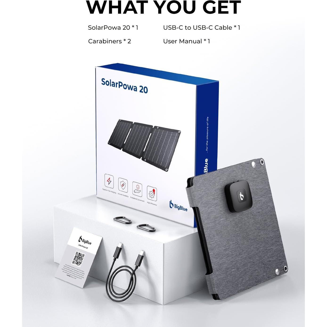 Cargador Solar Portátil BigBlue 21W USB-A/C Impermeable IP68