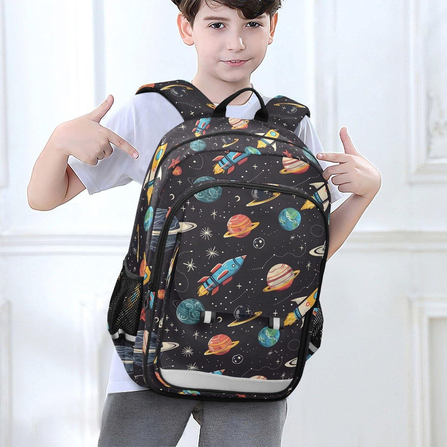 Mochila Escolar Unisex Domook Cohetes Planetas 15L