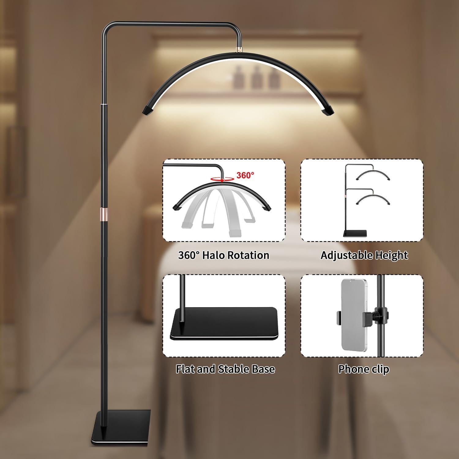 Luz de Pestañas LED Stjiatu con Soporte para Teléfono - Ajustable